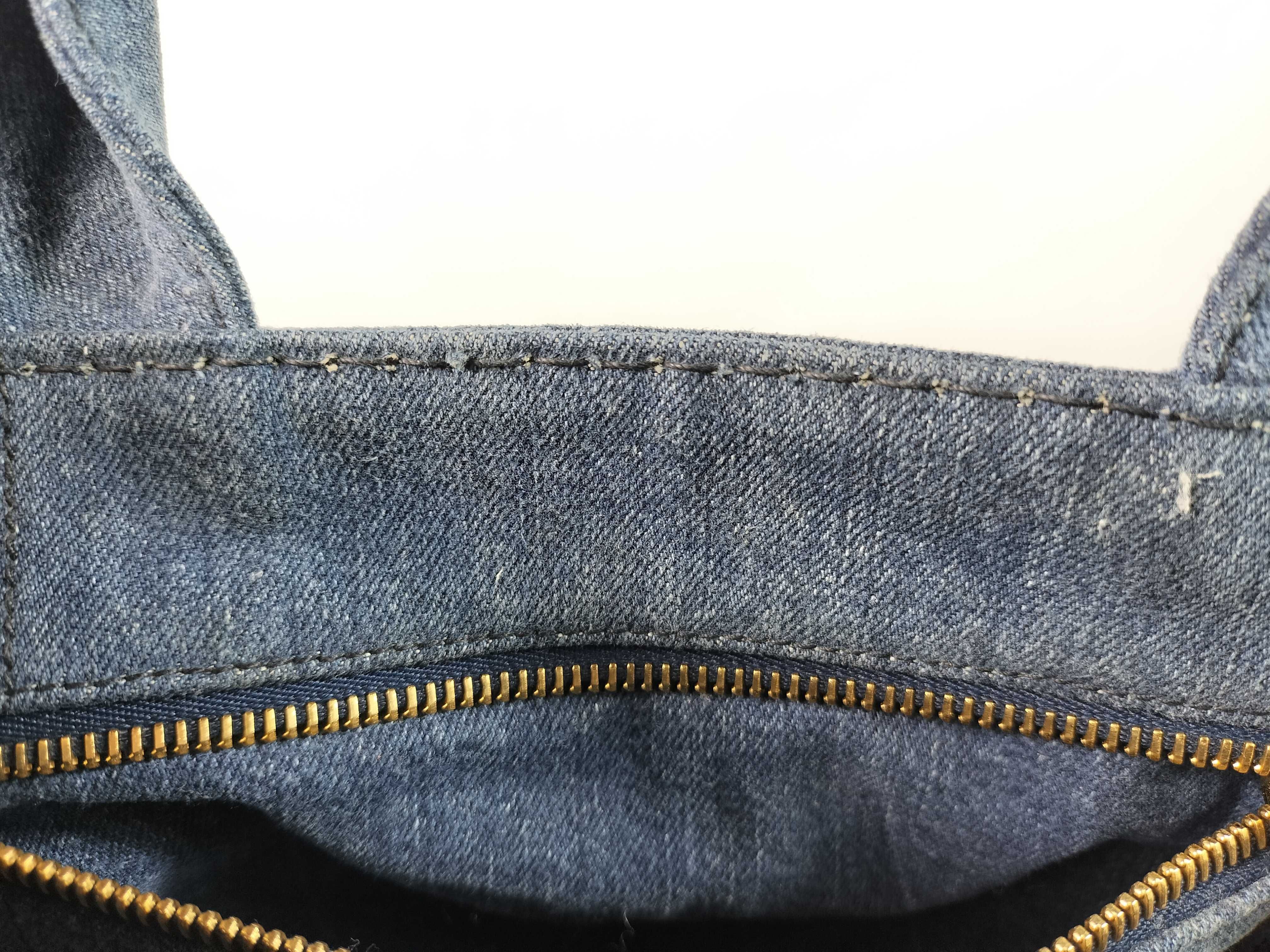 Mini Canapa Denim 2-Way Tote Bag, Blue, 1BG439 (Tote Bag) — view 9