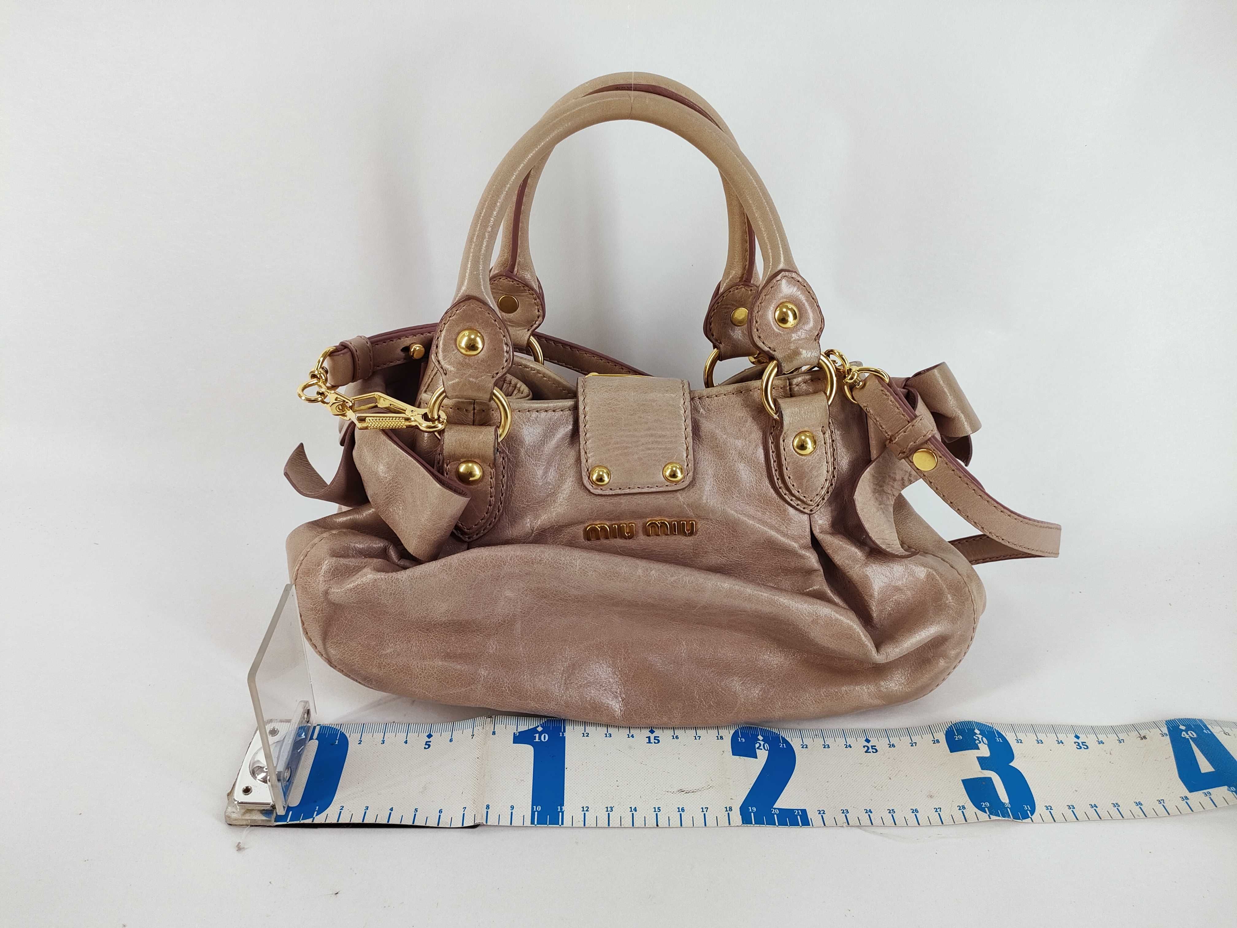 Archive 2-way Handbag/Shoulder Bag with Side Ribbon, Pink, Vitello Handbag — view 2