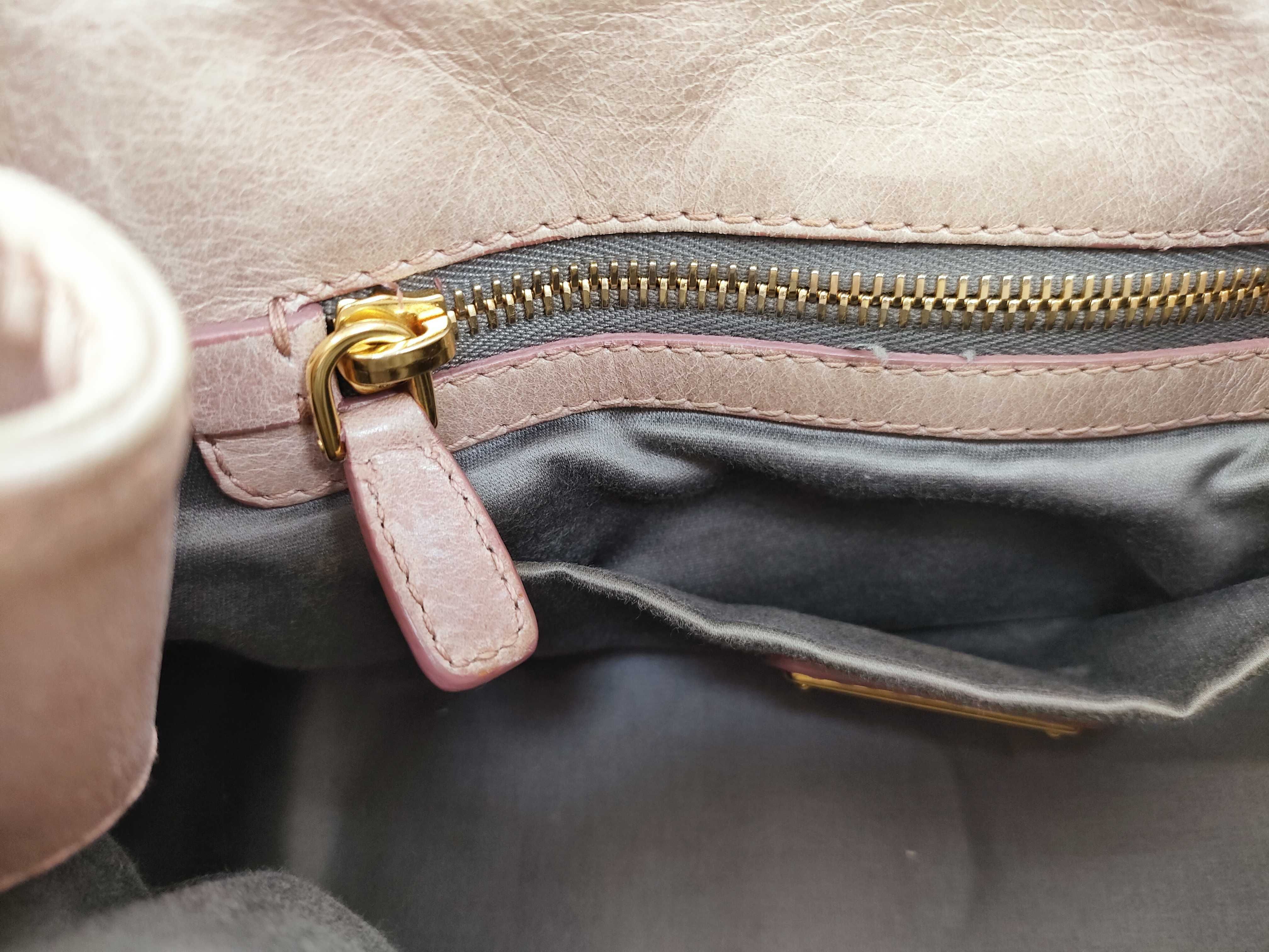 Archive 2-way Handbag/Shoulder Bag with Side Ribbon, Pink, Vitello Handbag — view 12