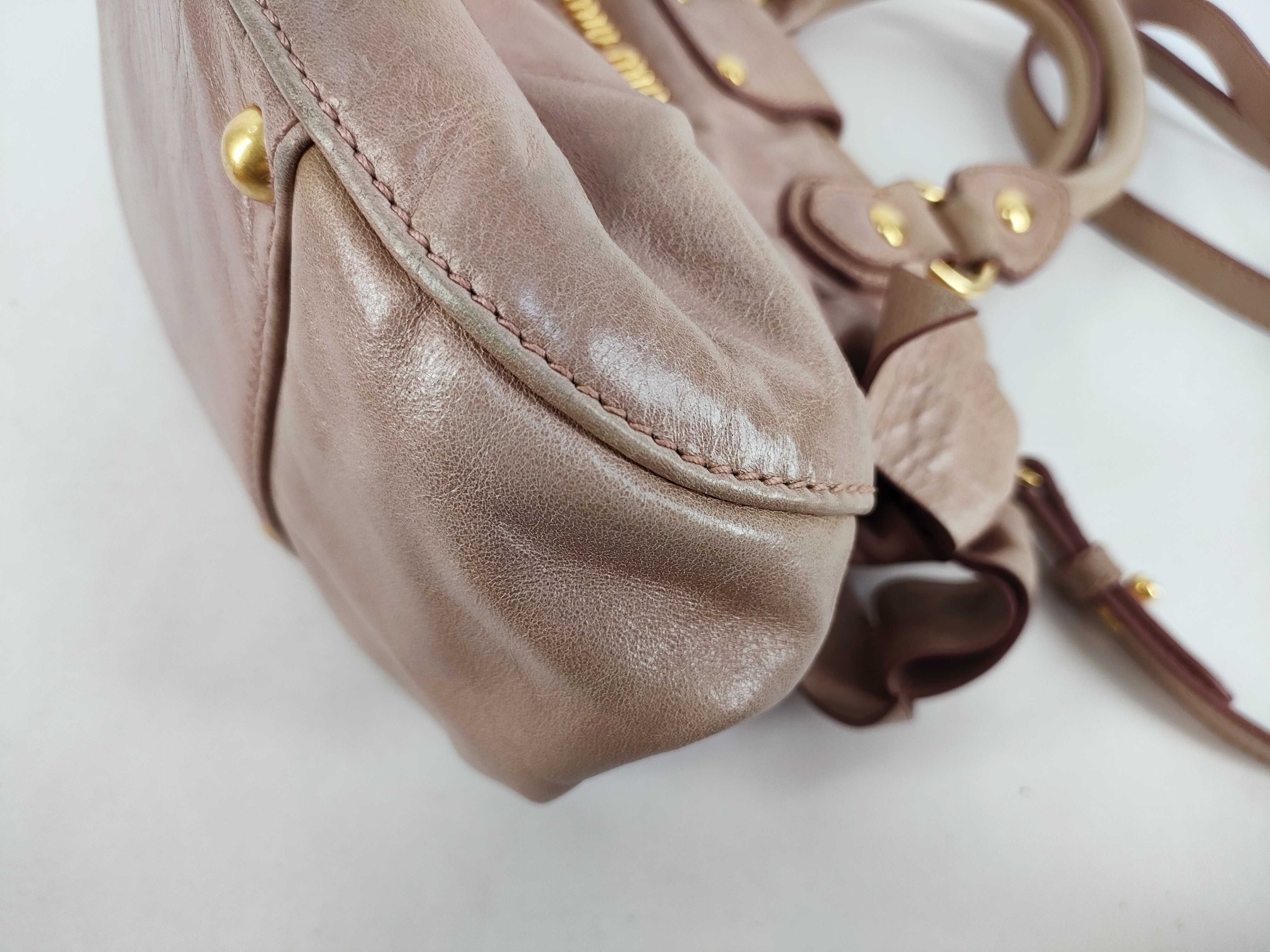 Archive 2-way Handbag/Shoulder Bag with Side Ribbon, Pink, Vitello Handbag — view 6