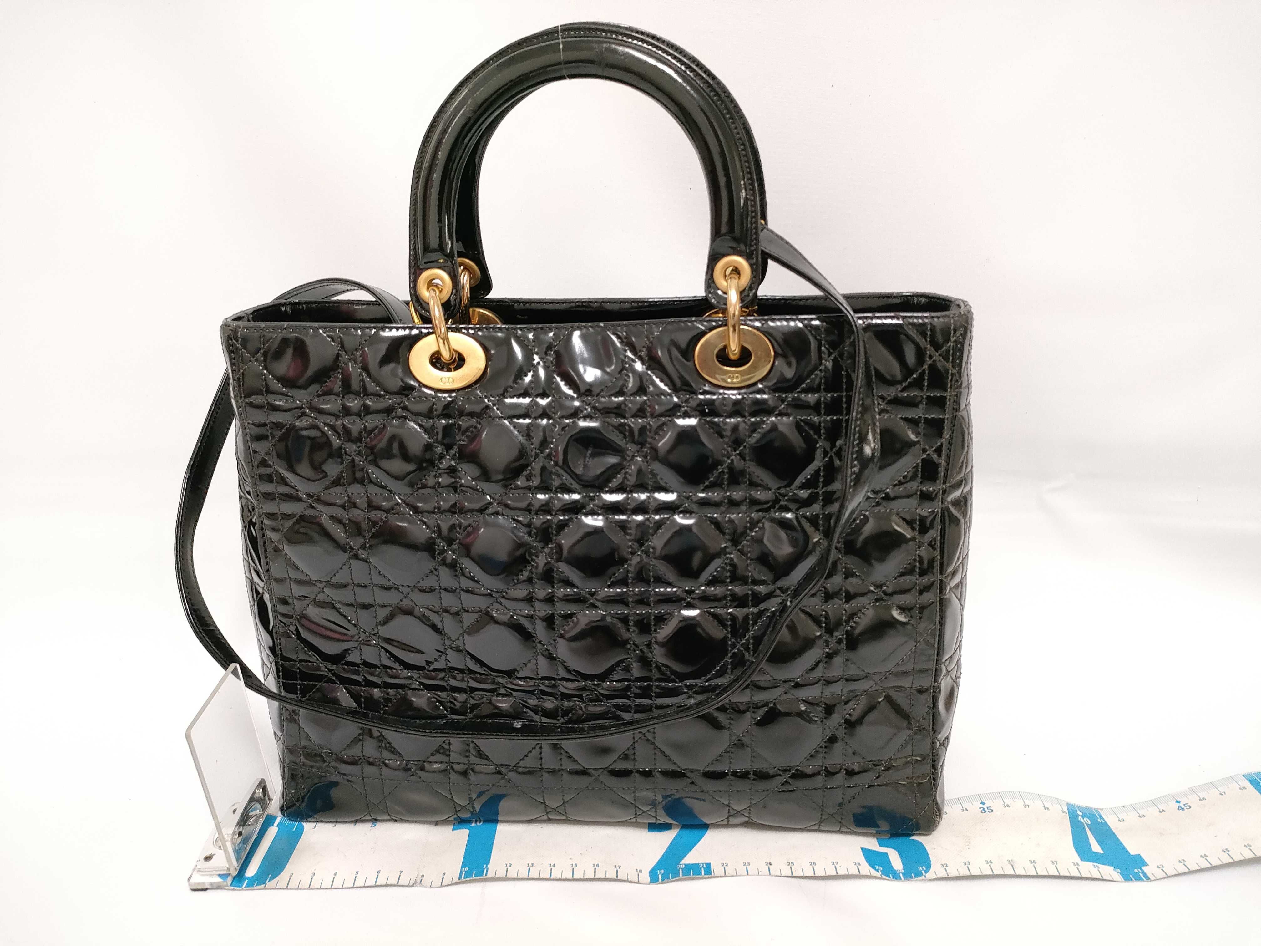Lady Dior Large Patent Black Handbag — view 2