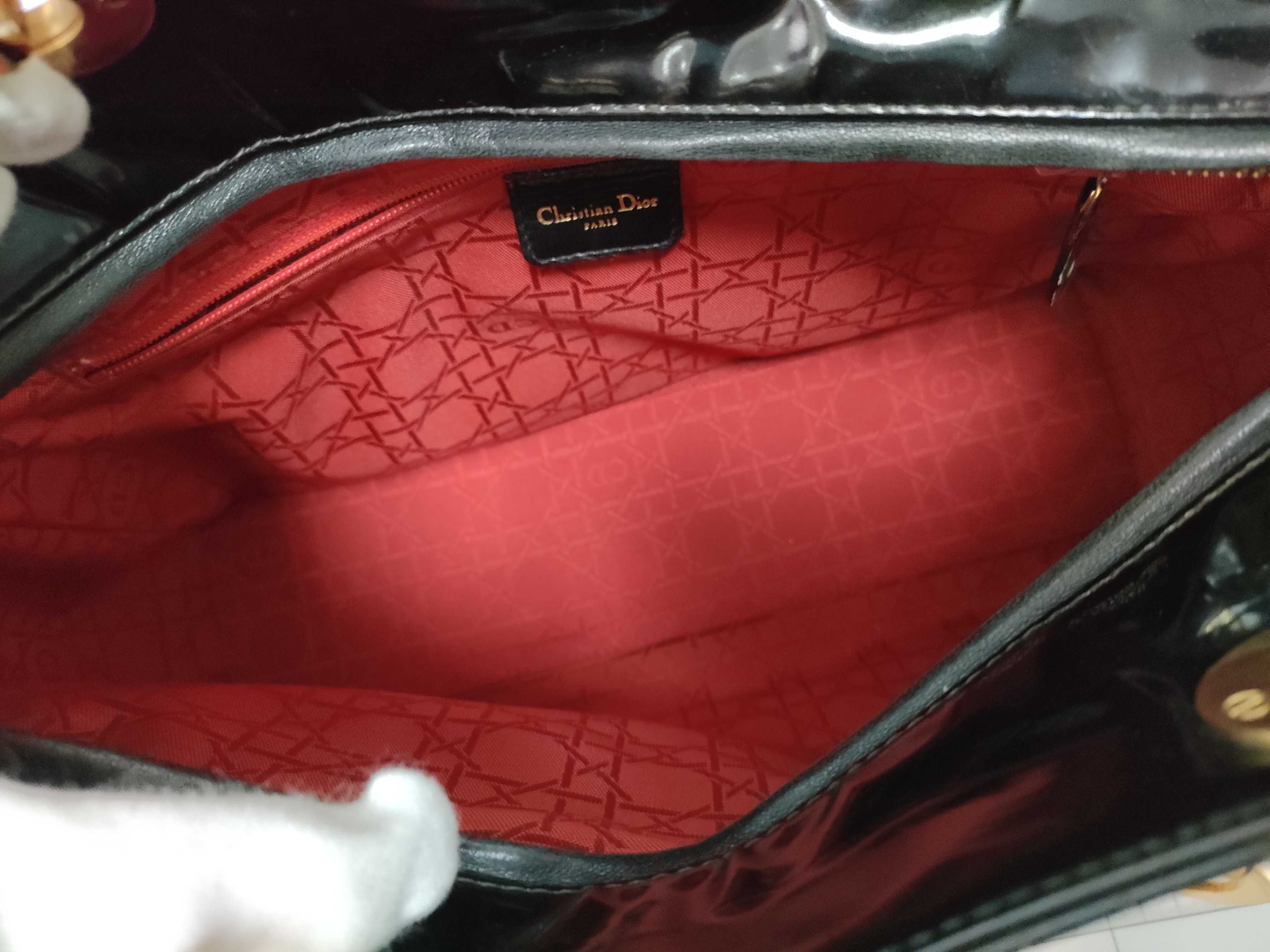 Lady Dior Large Patent Black Handbag — view 11
