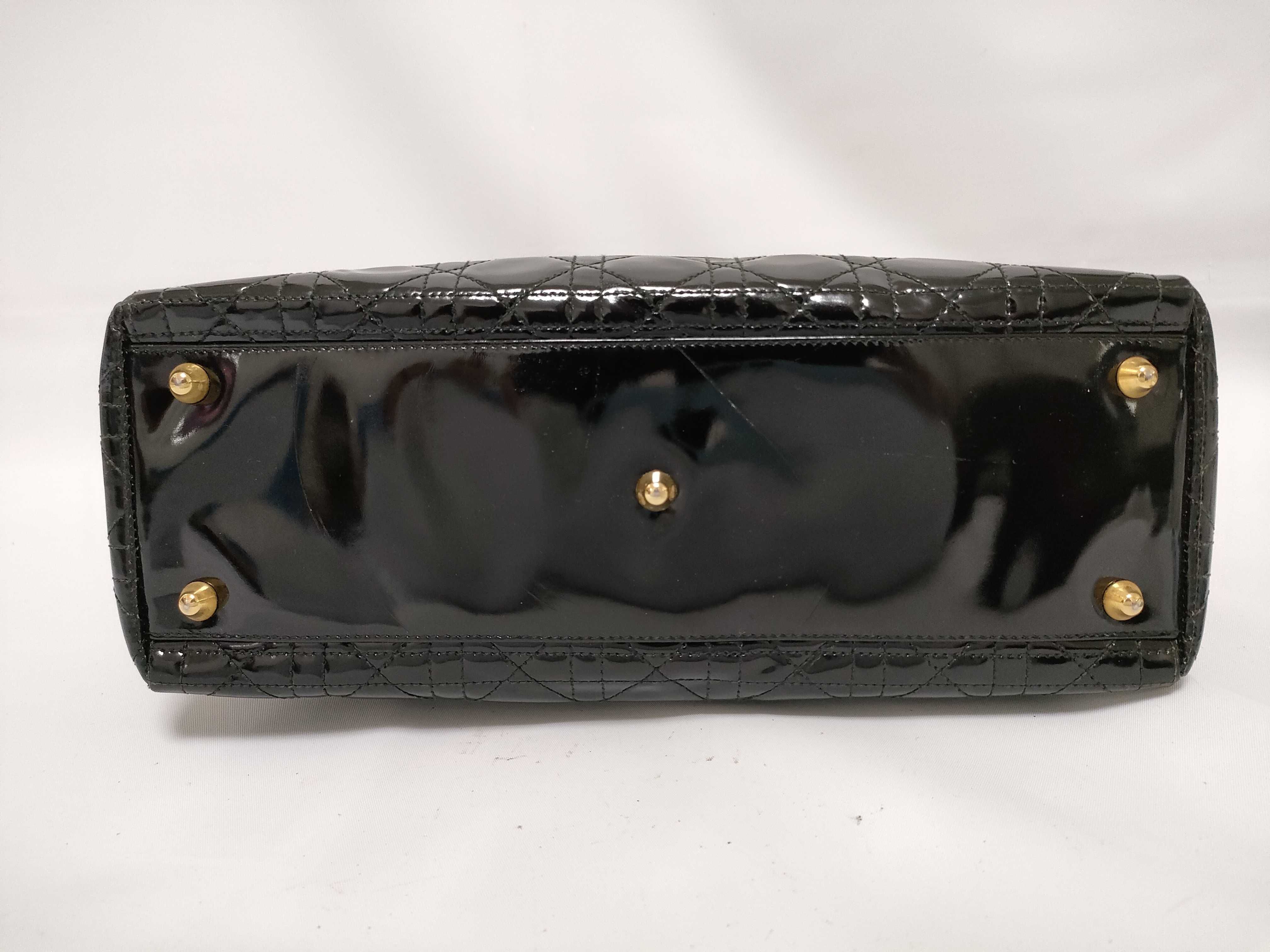 Lady Dior Large Patent Black Handbag — view 3