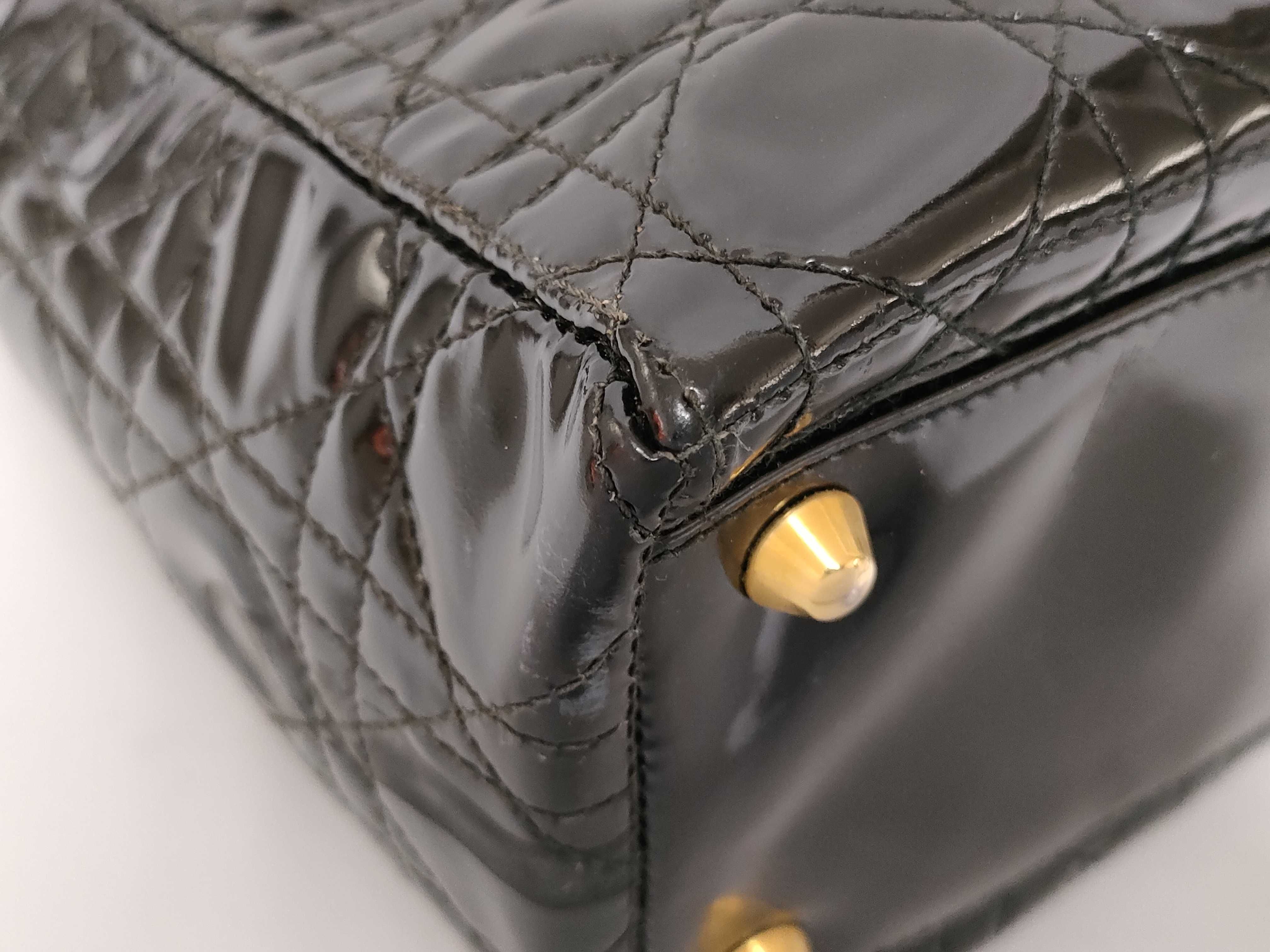 Lady Dior Large Patent Black Handbag — view 4