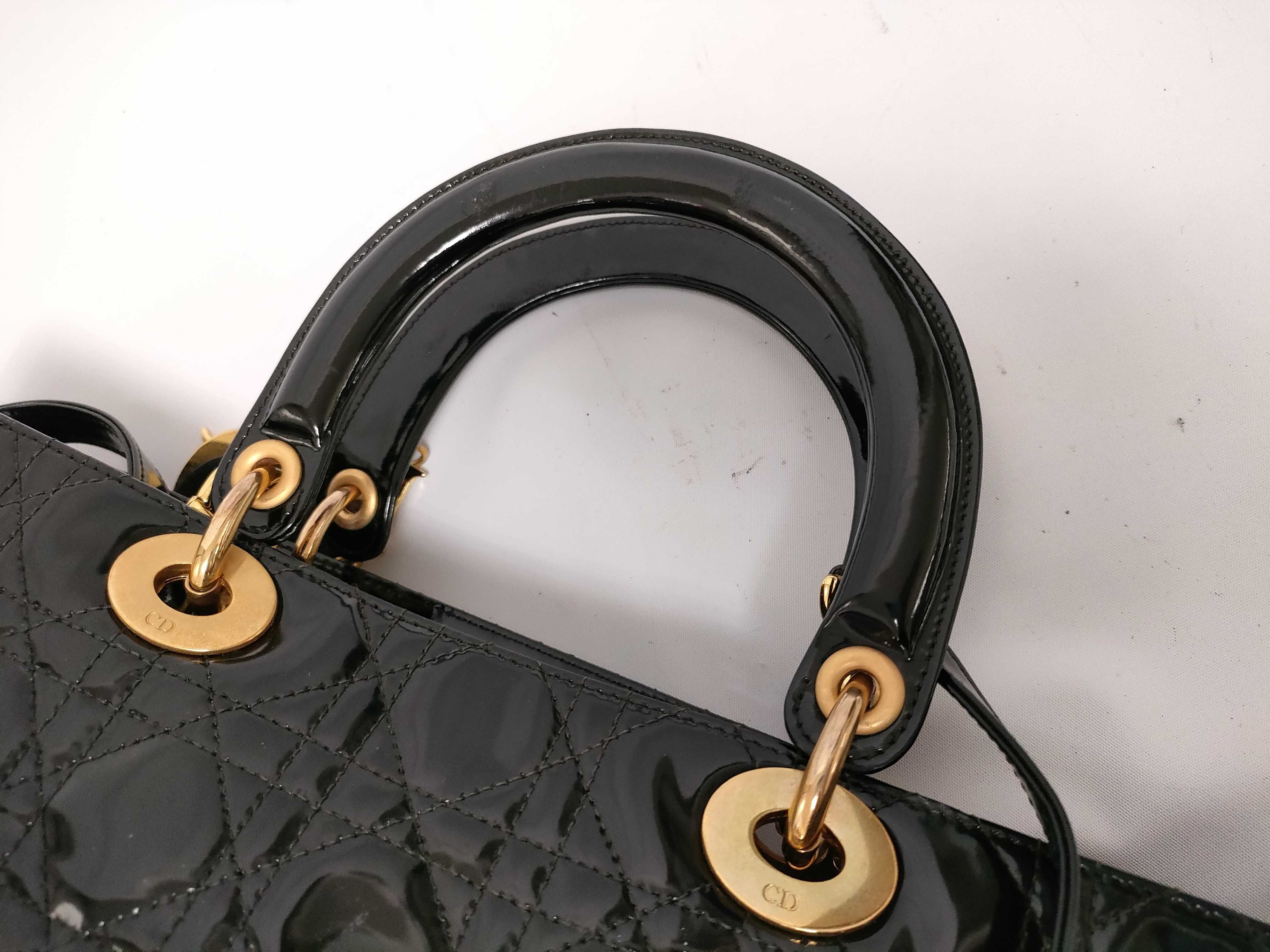 Lady Dior Large Patent Black Handbag — view 5