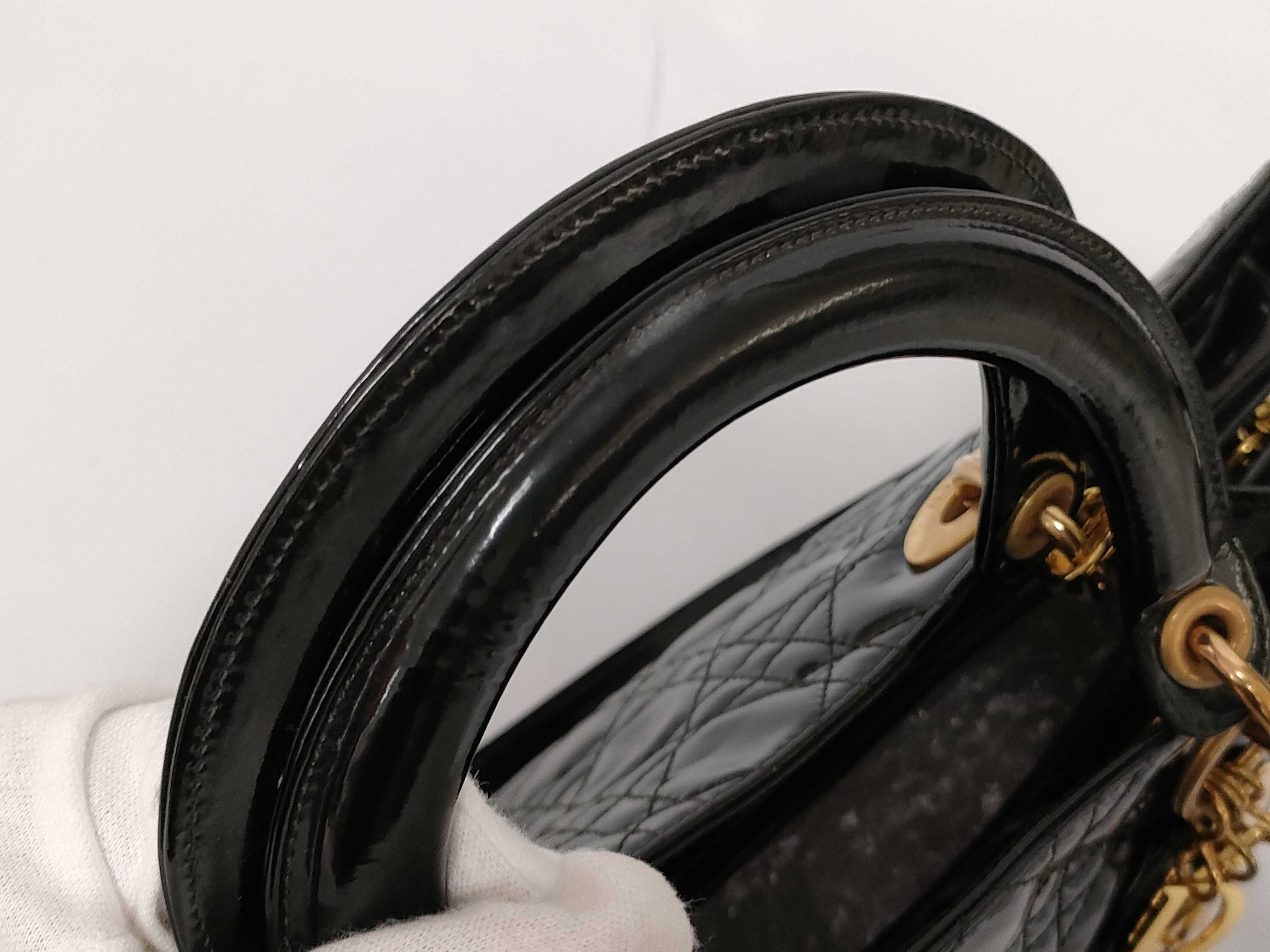 Lady Dior Large Patent Black Handbag — view 6
