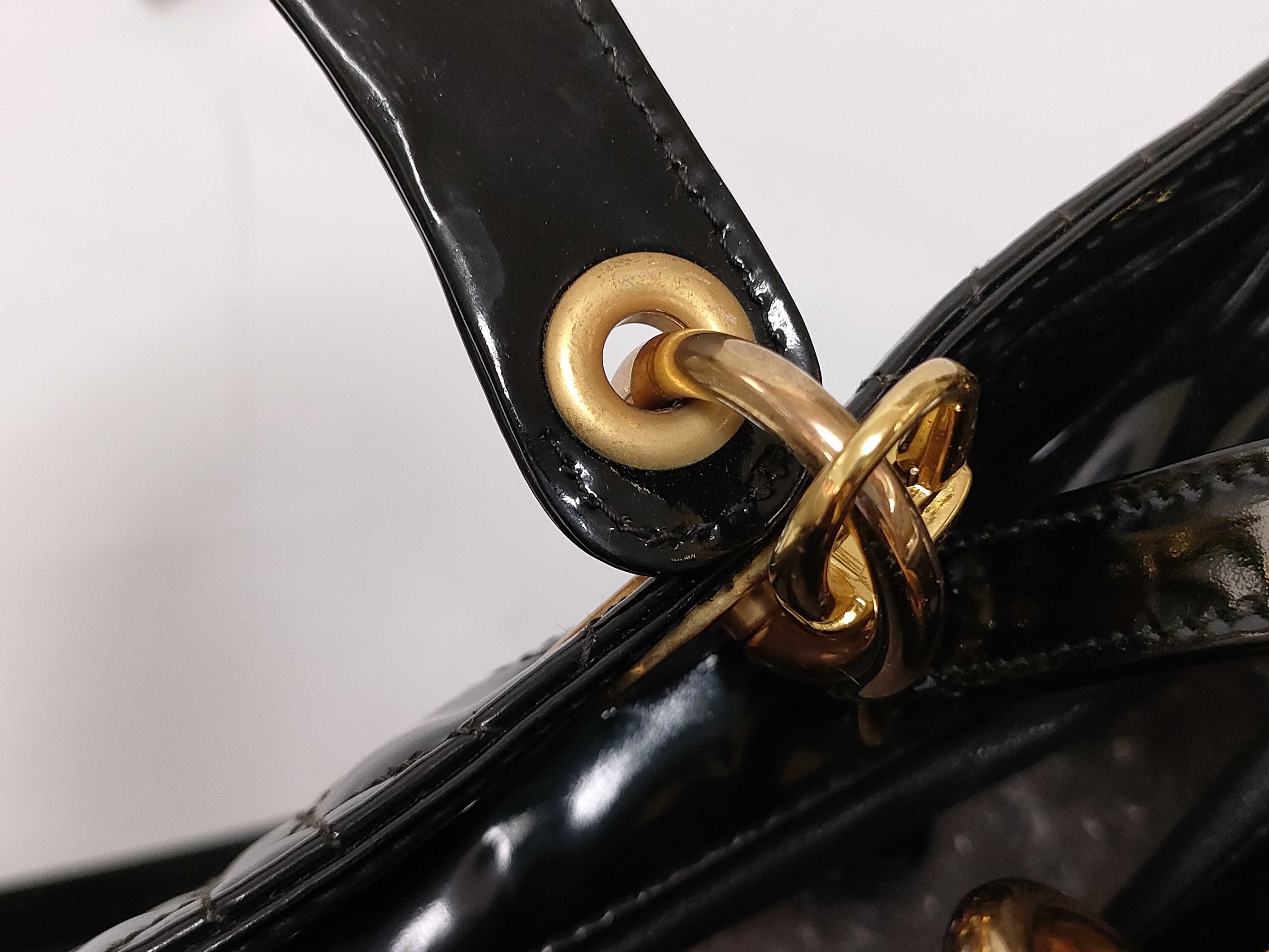 Lady Dior Large Patent Black Handbag — view 7
