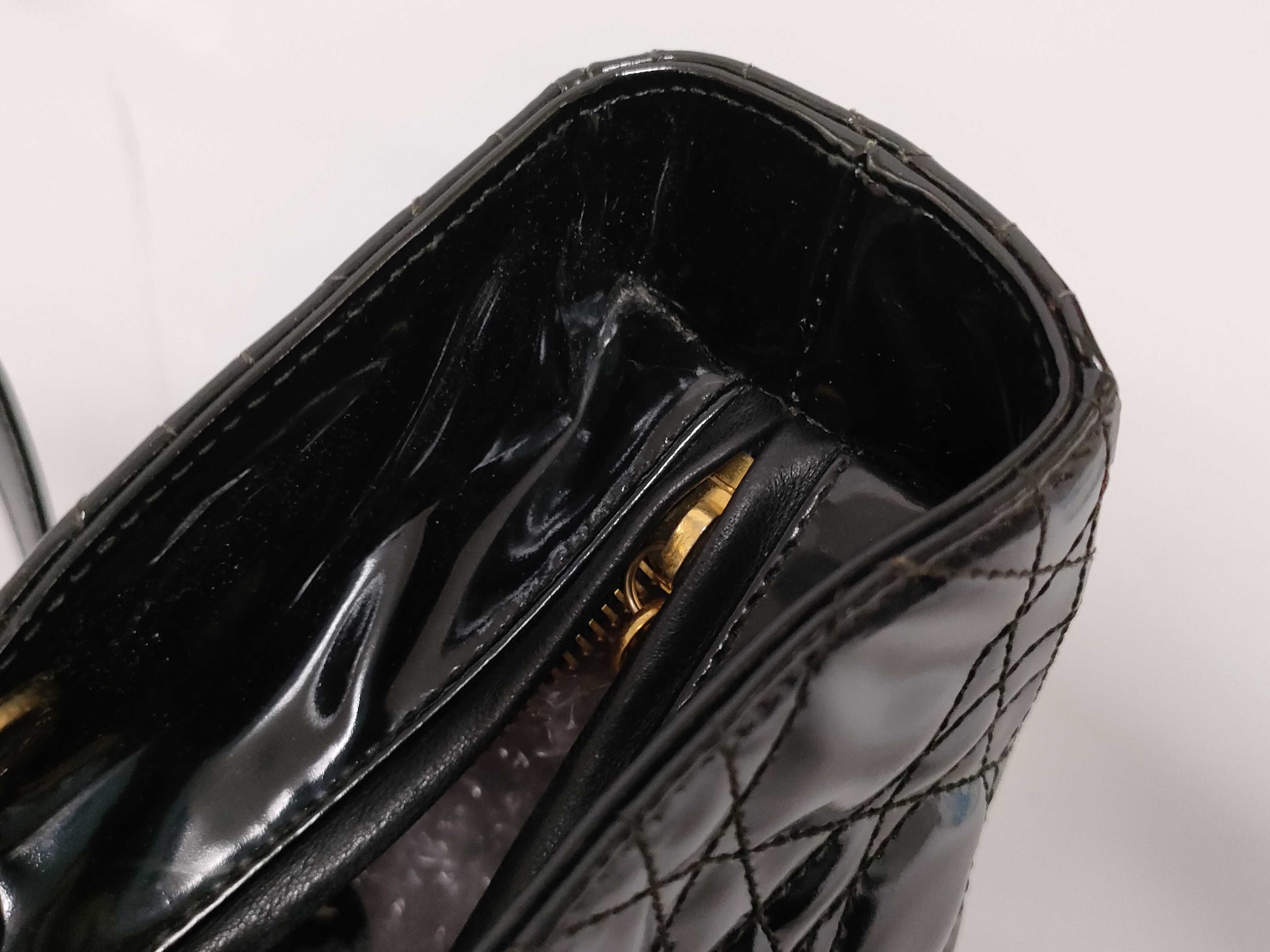 Lady Dior Large Patent Black Handbag — view 8