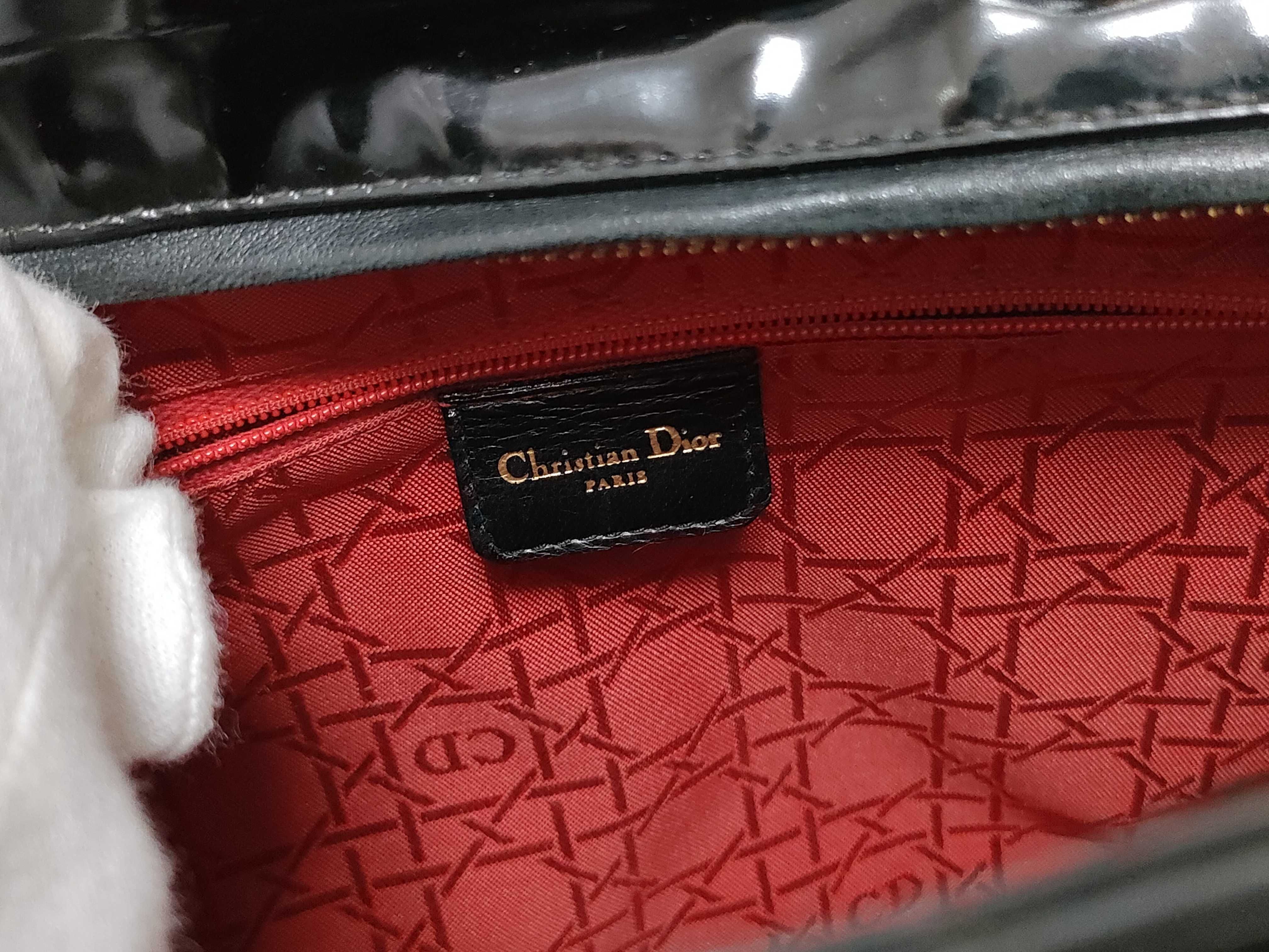 Lady Dior Large Patent Black Handbag — view 9