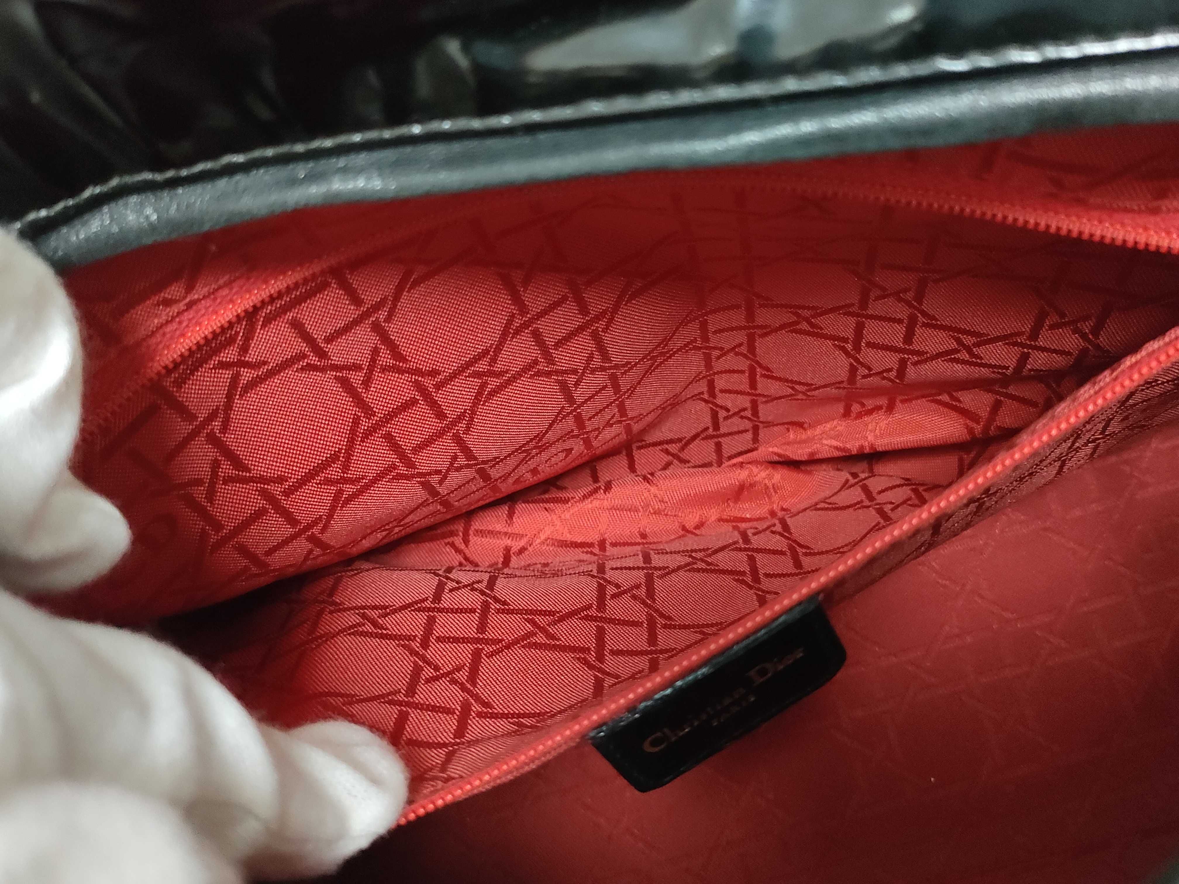 Lady Dior Large Patent Black Handbag — view 10