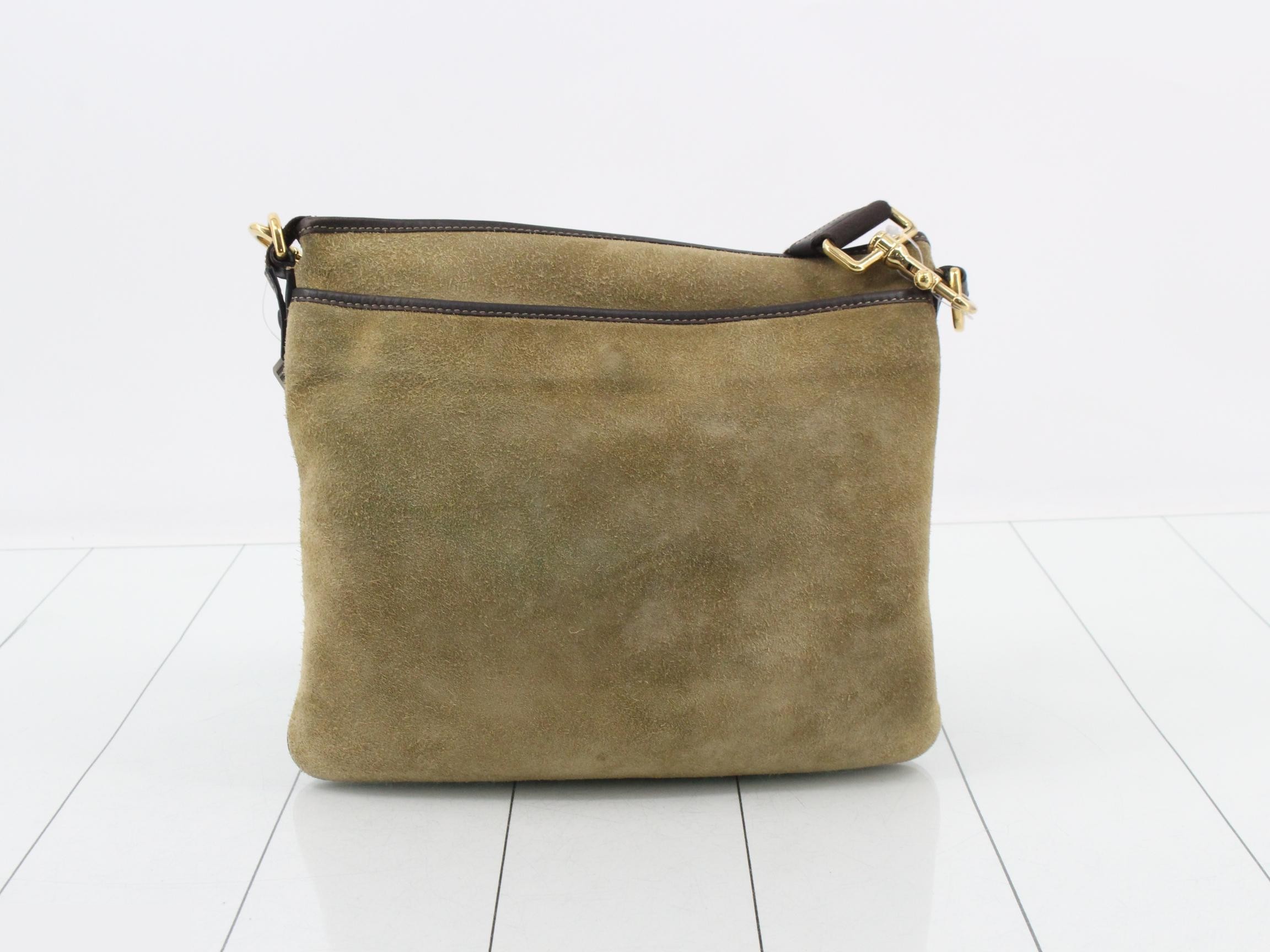Anagram Shoulder Bag, Suede/Leather, Beige — view 2