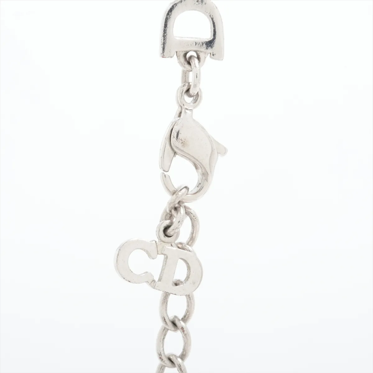 logo necklace, metal, silver. Shows — view 3