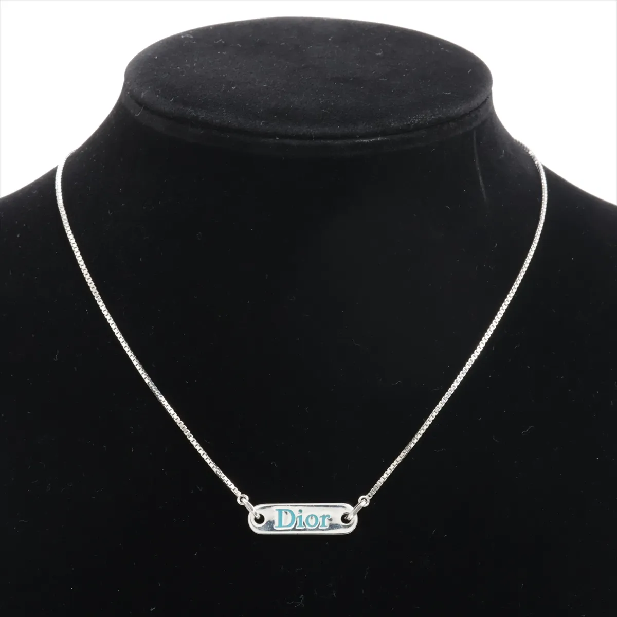logo necklace, metal, silver. Shows — view 5