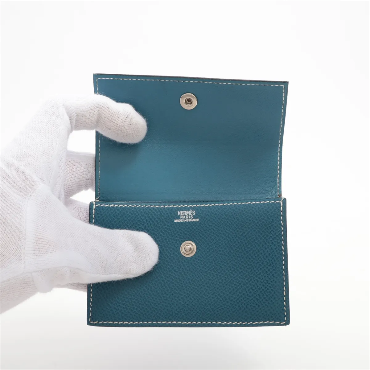 Sakura Veau Epsom Card Case, Blue, Silver Hardware G: 2003 — view 3