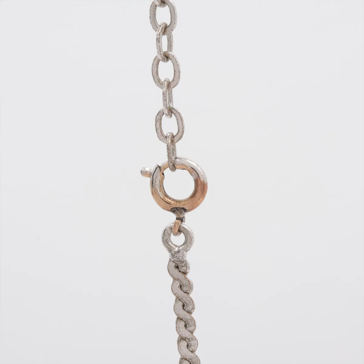 heart necklace, metal and rhinestones, silver. Shows signs of wear, — view 3