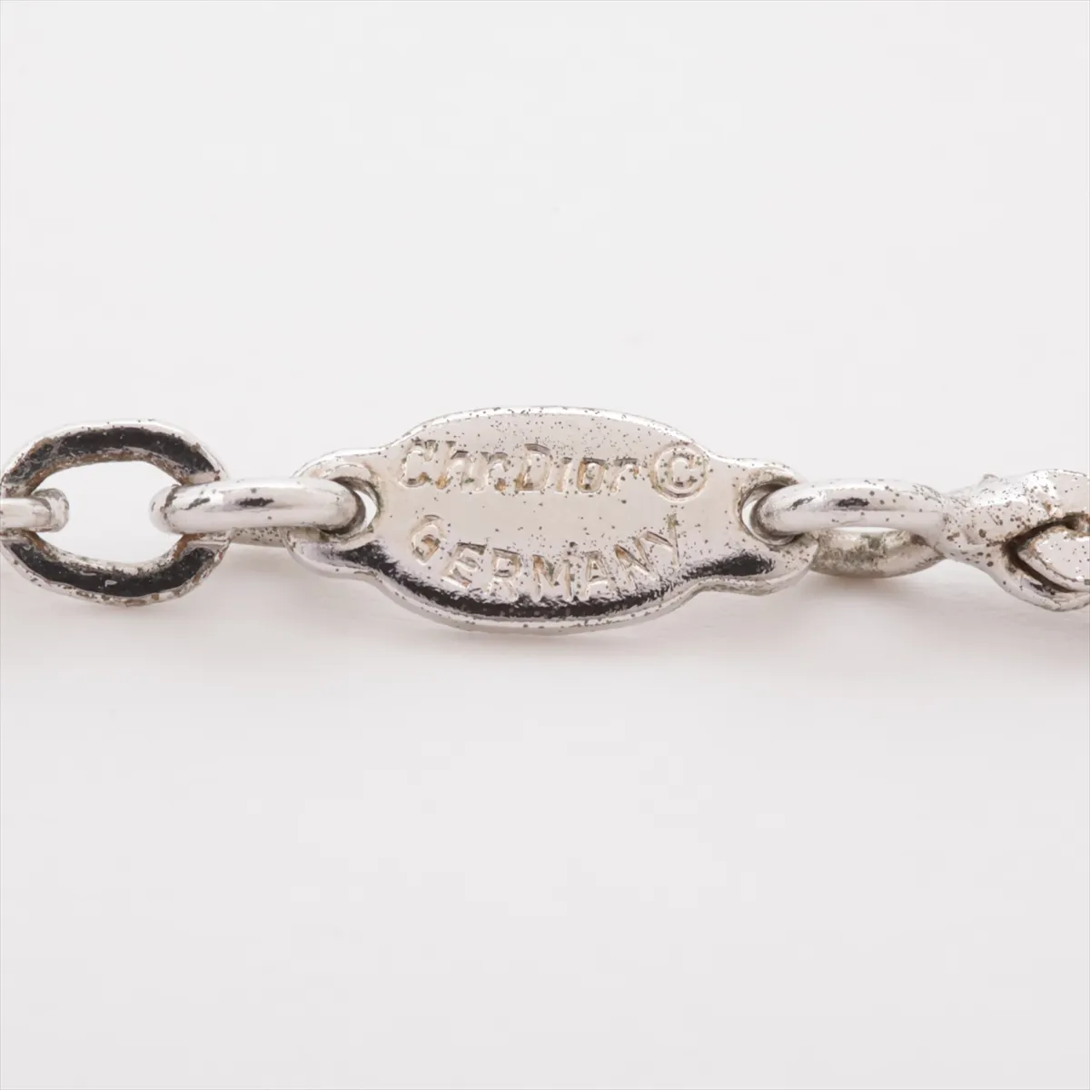 heart necklace, metal and rhinestones, silver. Shows signs of wear, — view 4