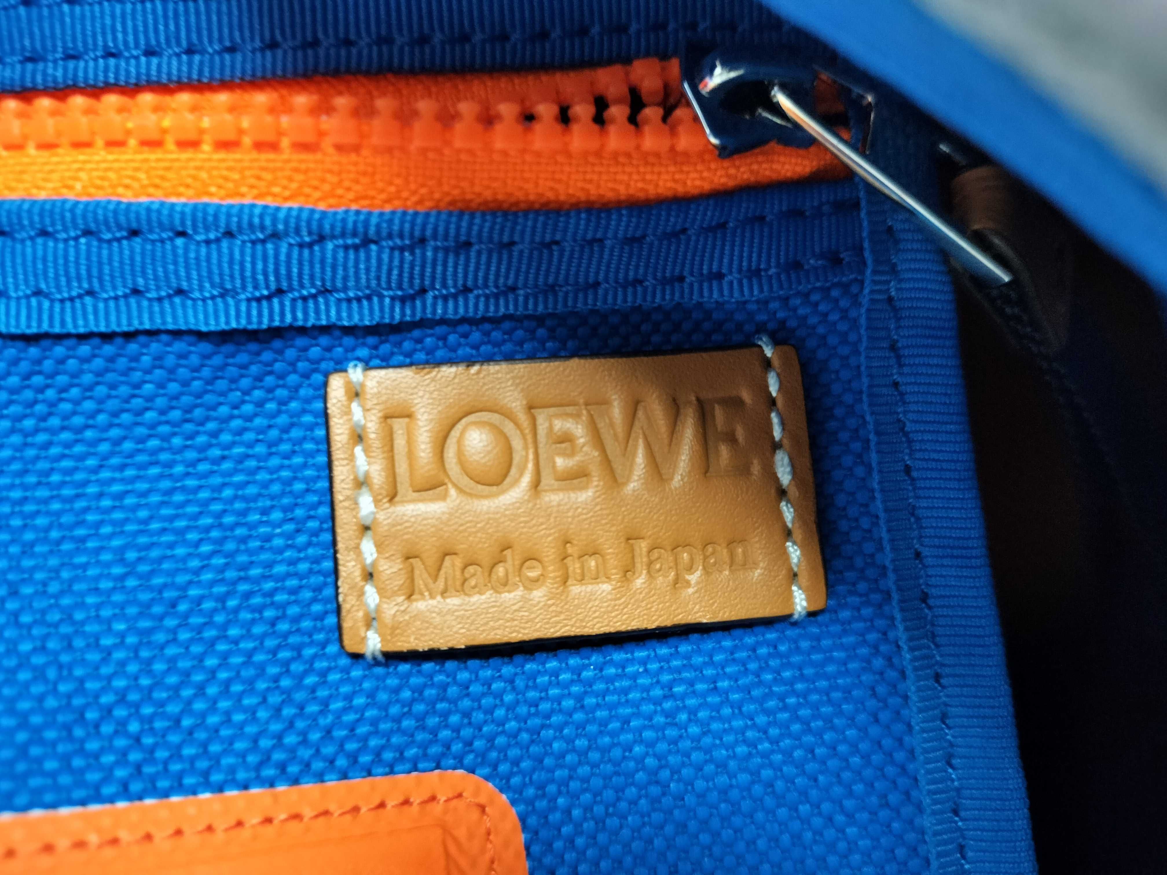 (Loewe) ILOEWE Nature Canvas x Leather Backpack/Rucksack, Blue x Brown — view 13
