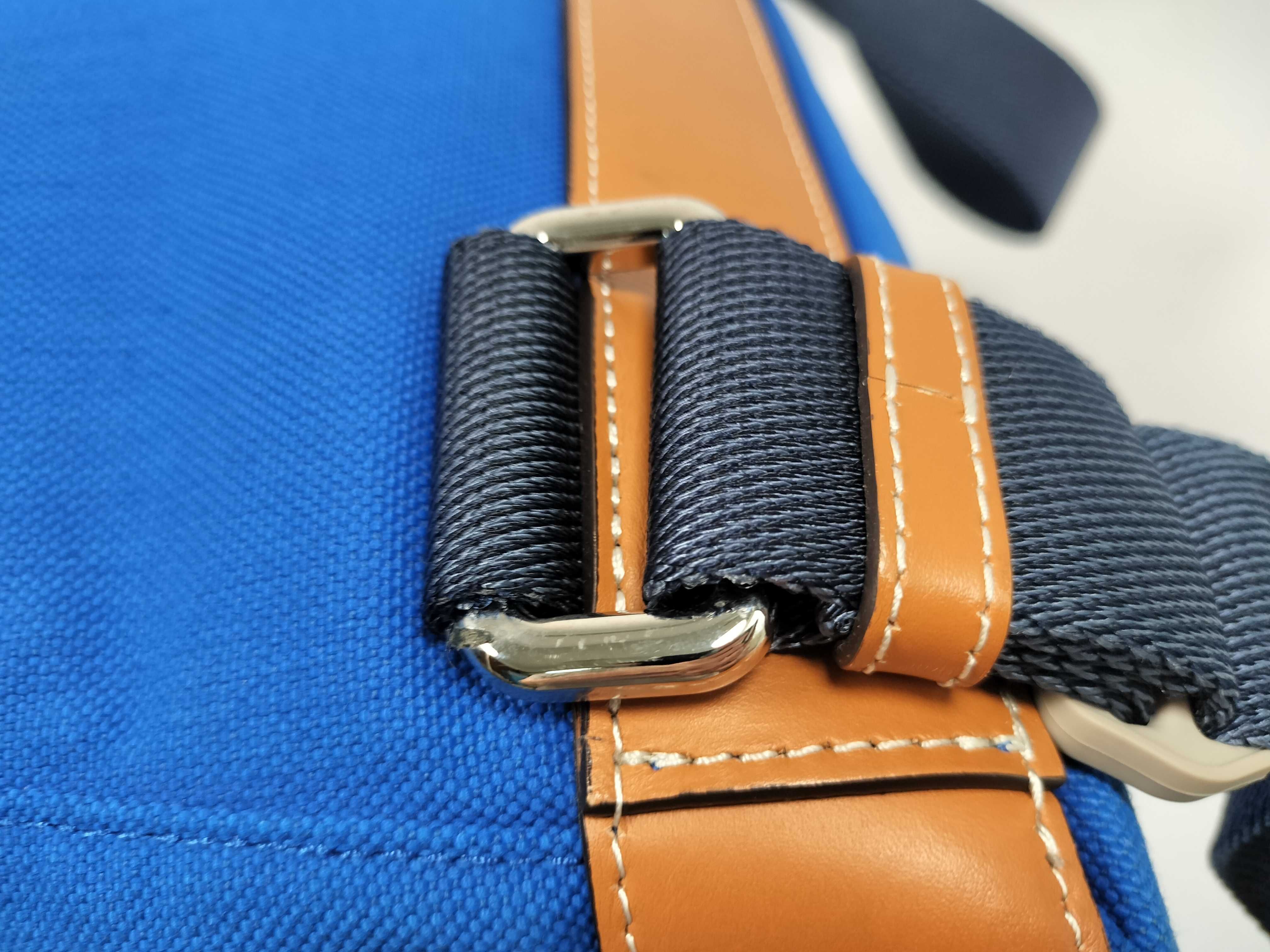 (Loewe) ILOEWE Nature Canvas x Leather Backpack/Rucksack, Blue x Brown — view 5