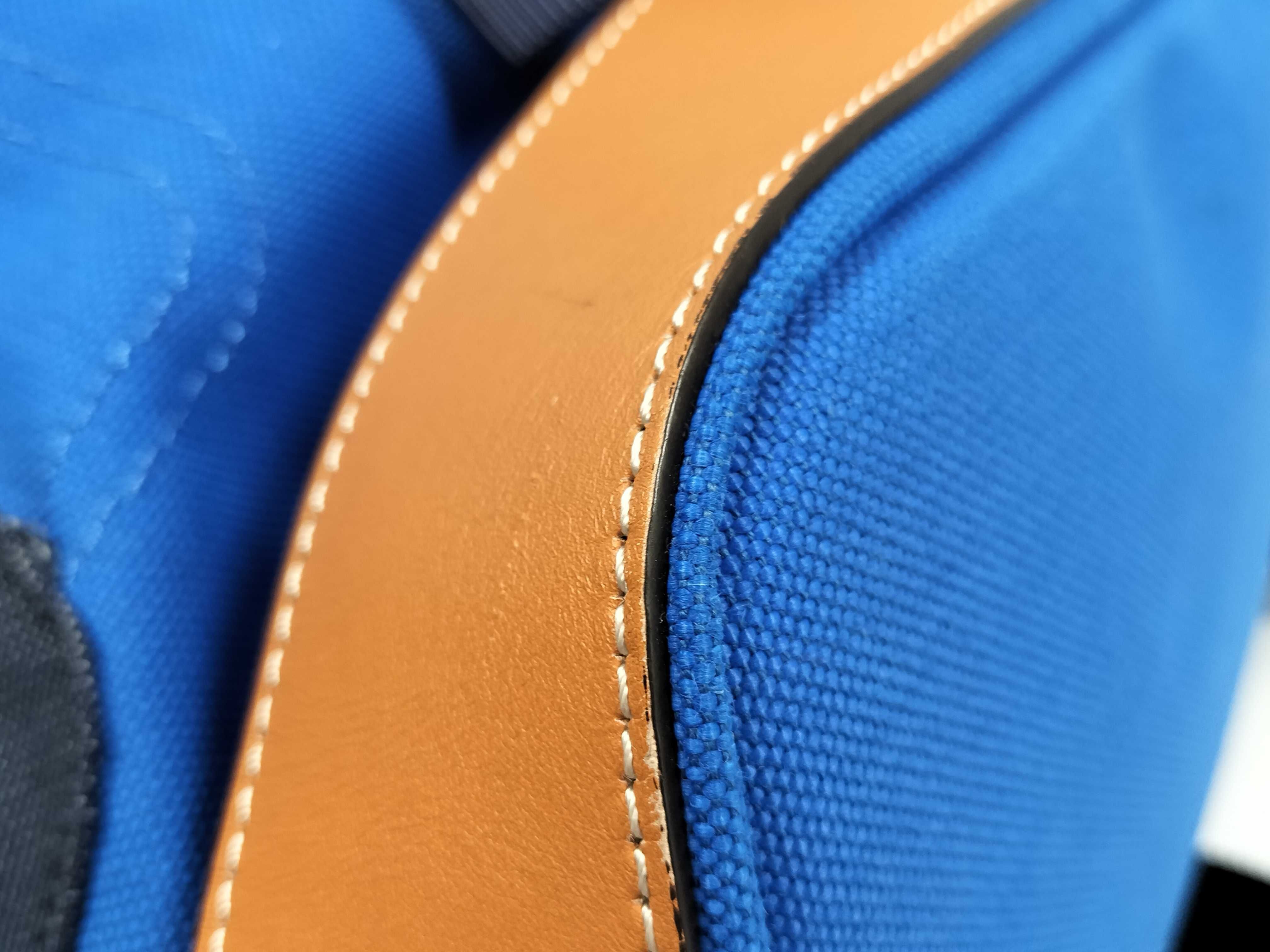 (Loewe) ILOEWE Nature Canvas x Leather Backpack/Rucksack, Blue x Brown — view 6