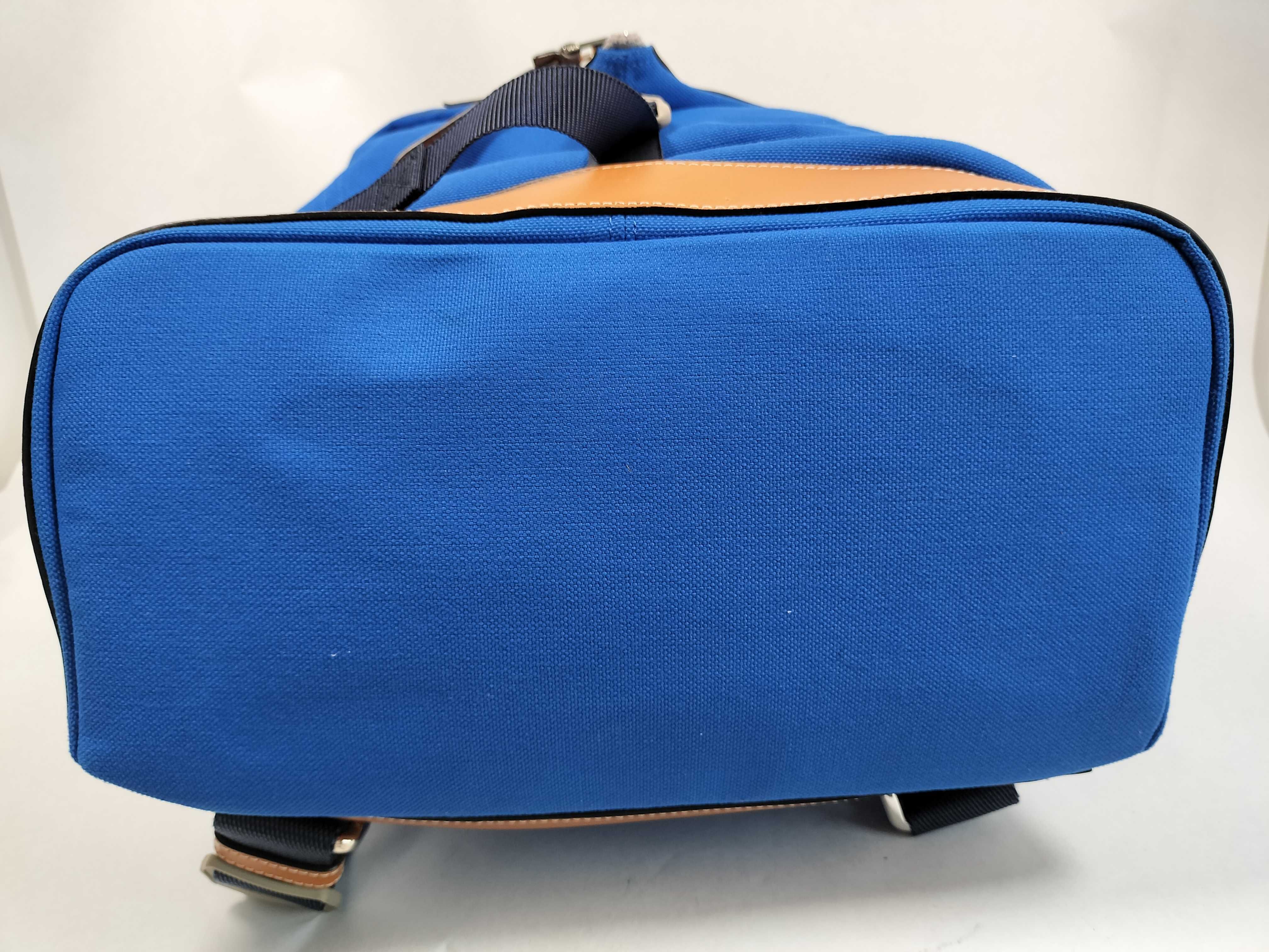 (Loewe) ILOEWE Nature Canvas x Leather Backpack/Rucksack, Blue x Brown — view 7