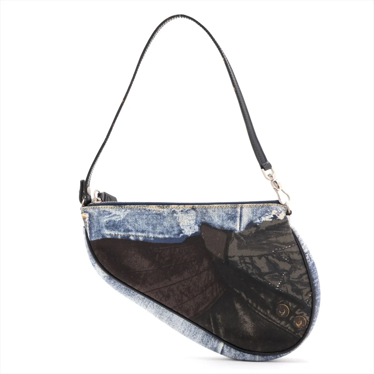 Saddle Bag Denim x Leather Handbag Blue — view 2