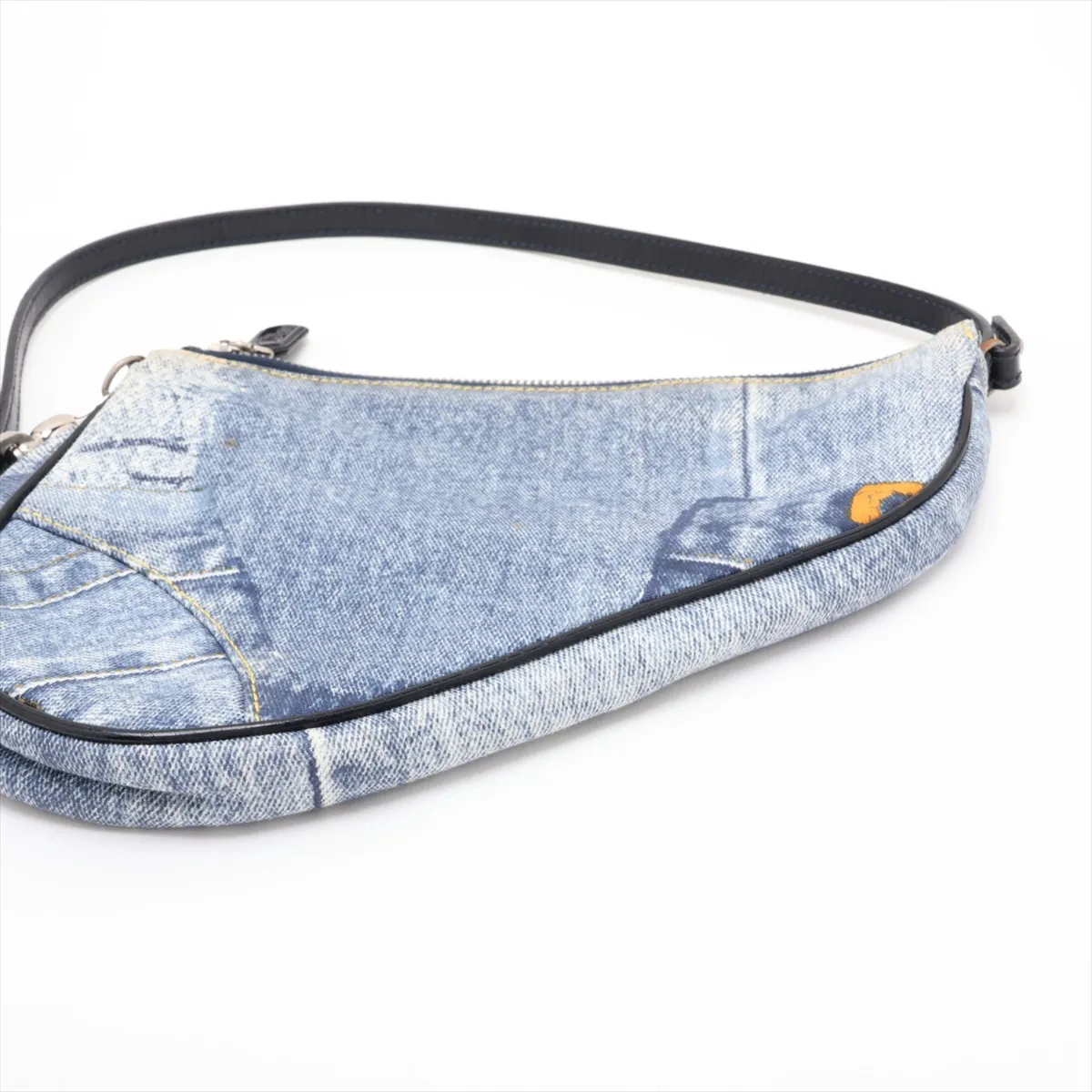 Saddle Bag Denim x Leather Handbag Blue — view 3