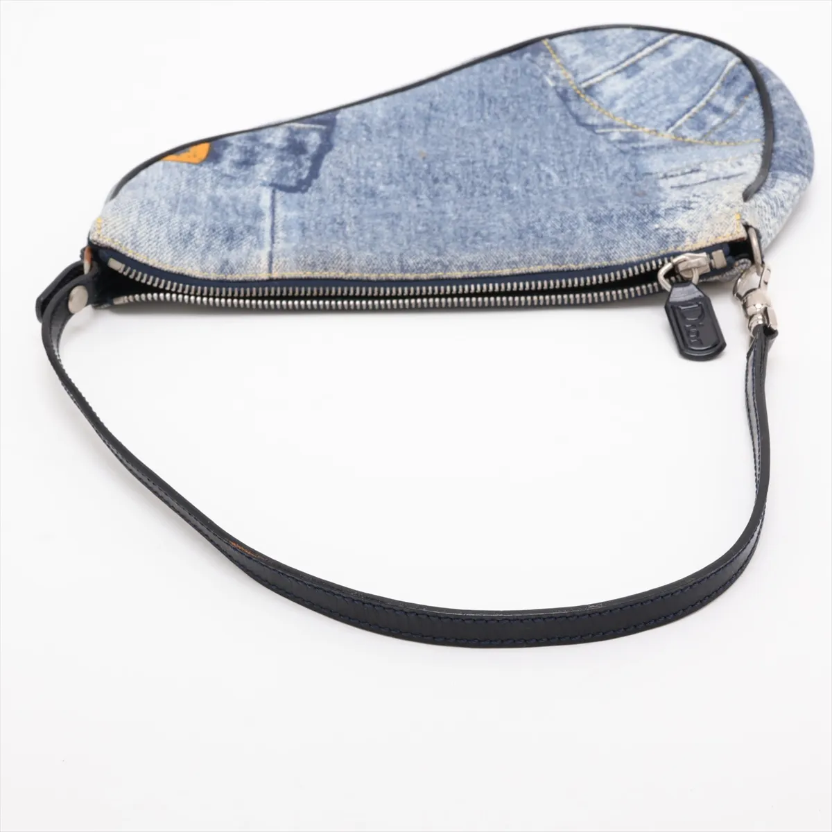 Saddle Bag Denim x Leather Handbag Blue — view 5