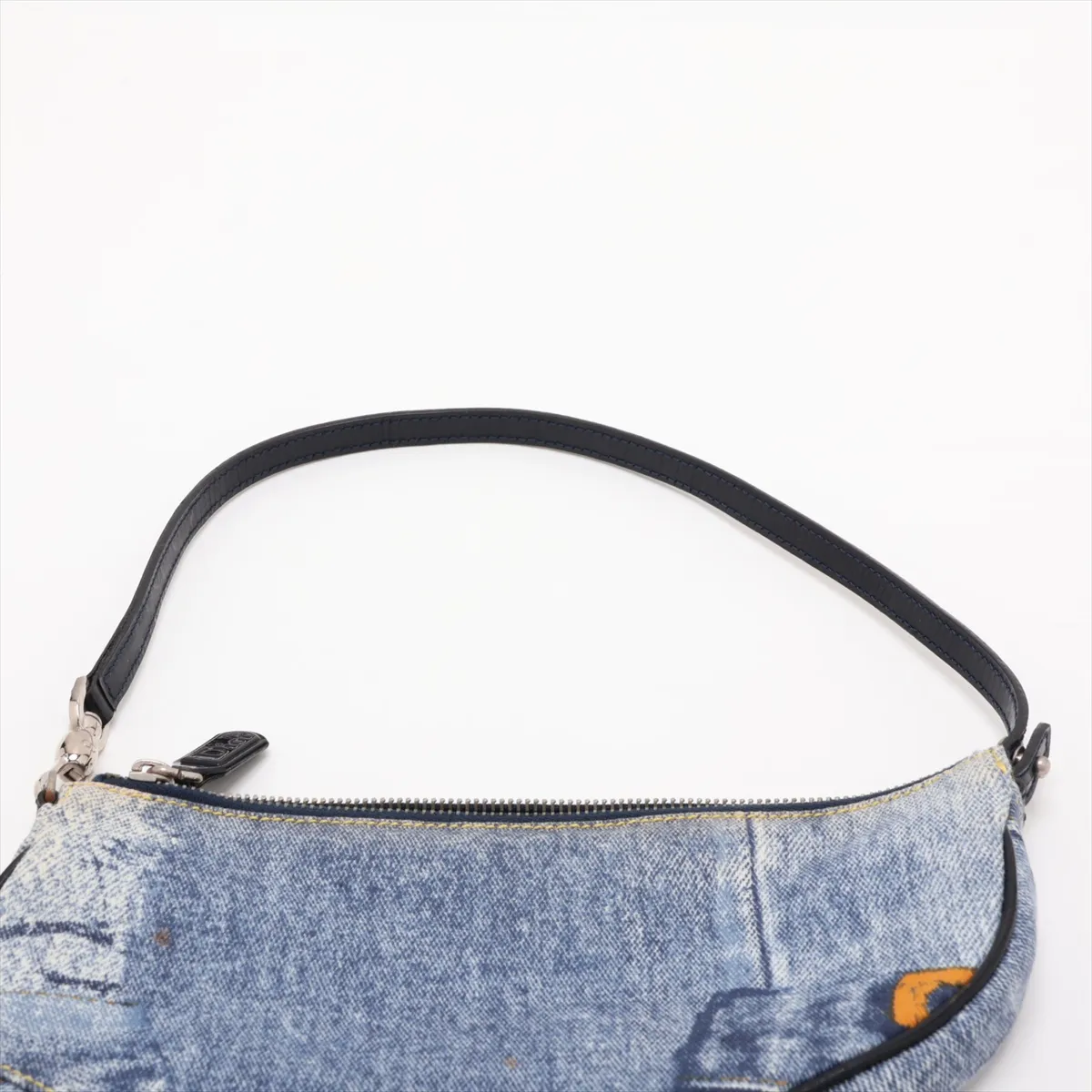 Saddle Bag Denim x Leather Handbag Blue — view 6