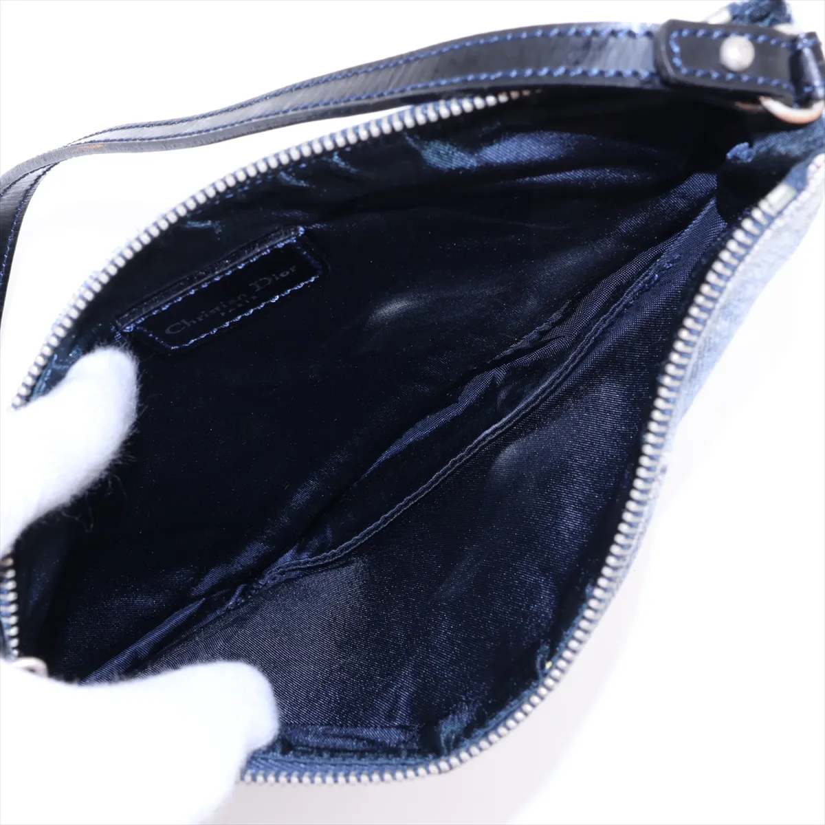 Saddle Bag Denim x Leather Handbag Blue — view 7