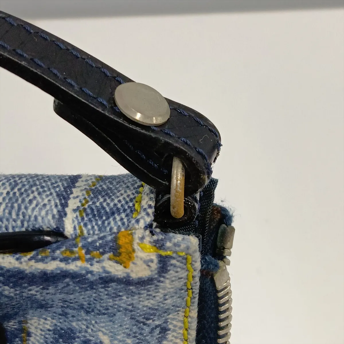Saddle Bag Denim x Leather Handbag Blue — view 9