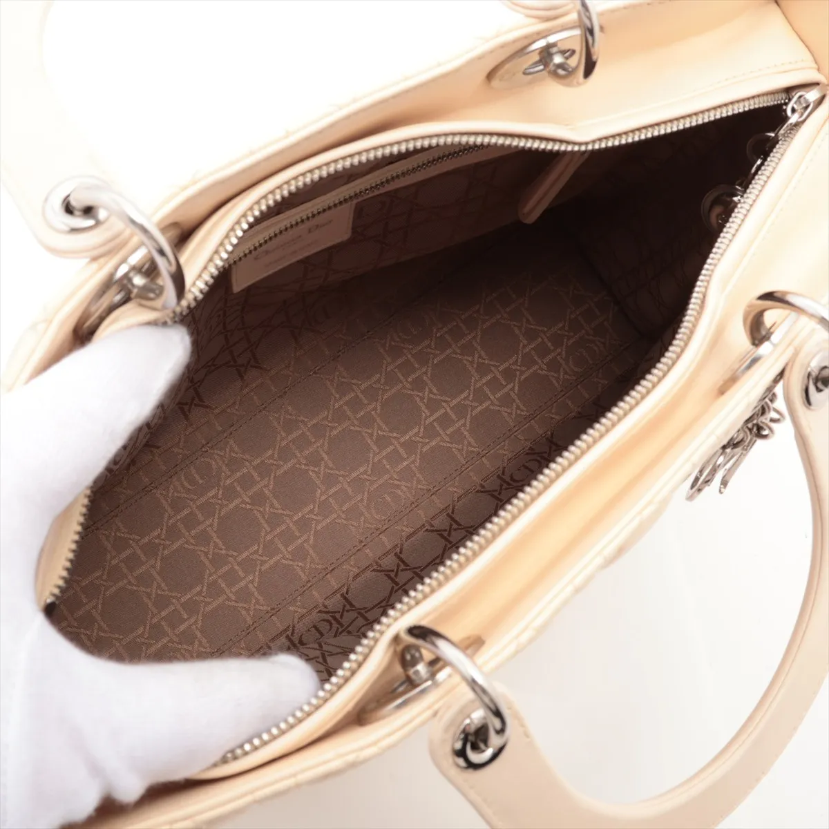 Lady Dior Cannage Large Leather 2WAY Handbag Beige — view 8