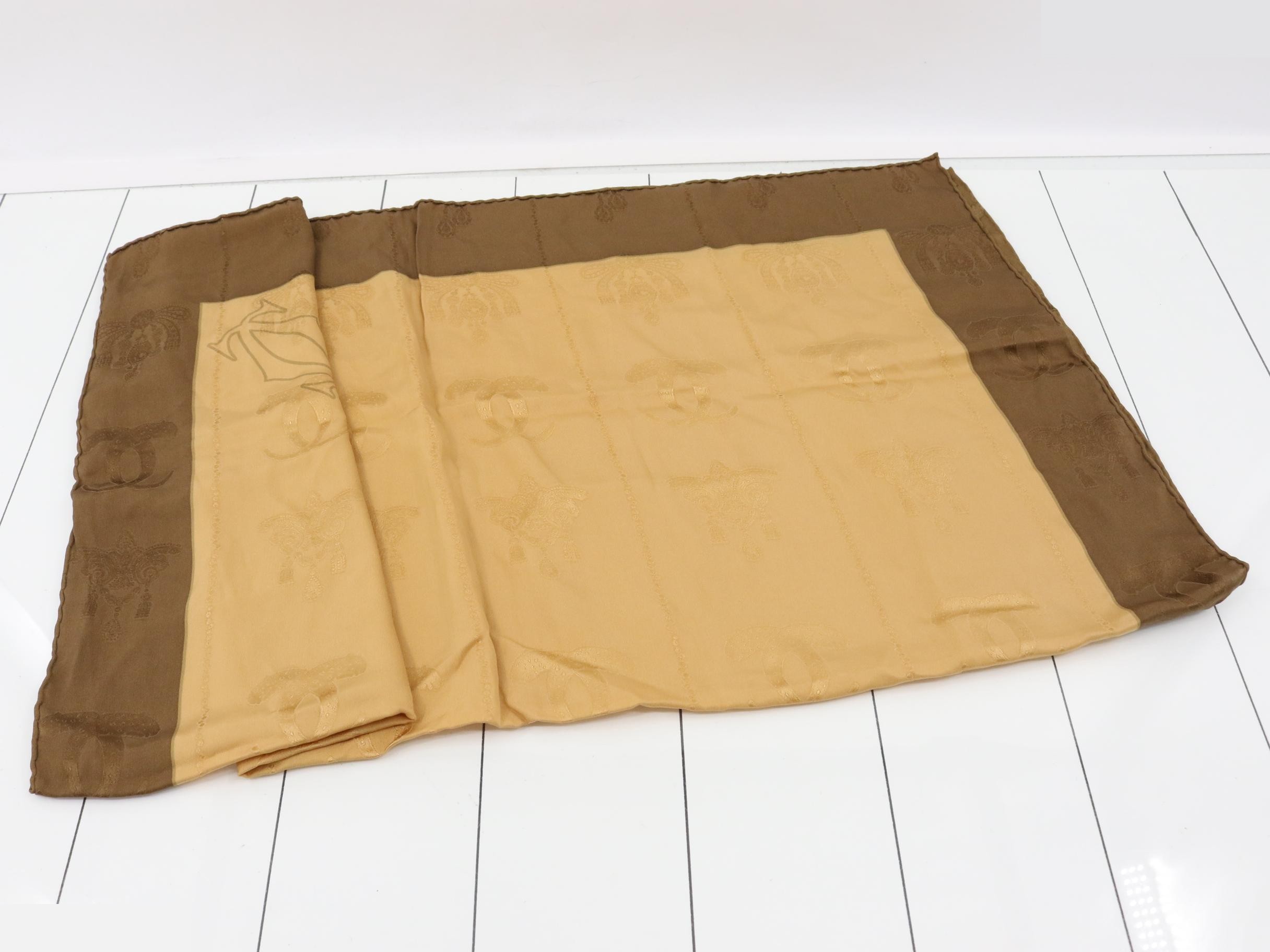 100% Silk Scarf, Gold Tones — view 3