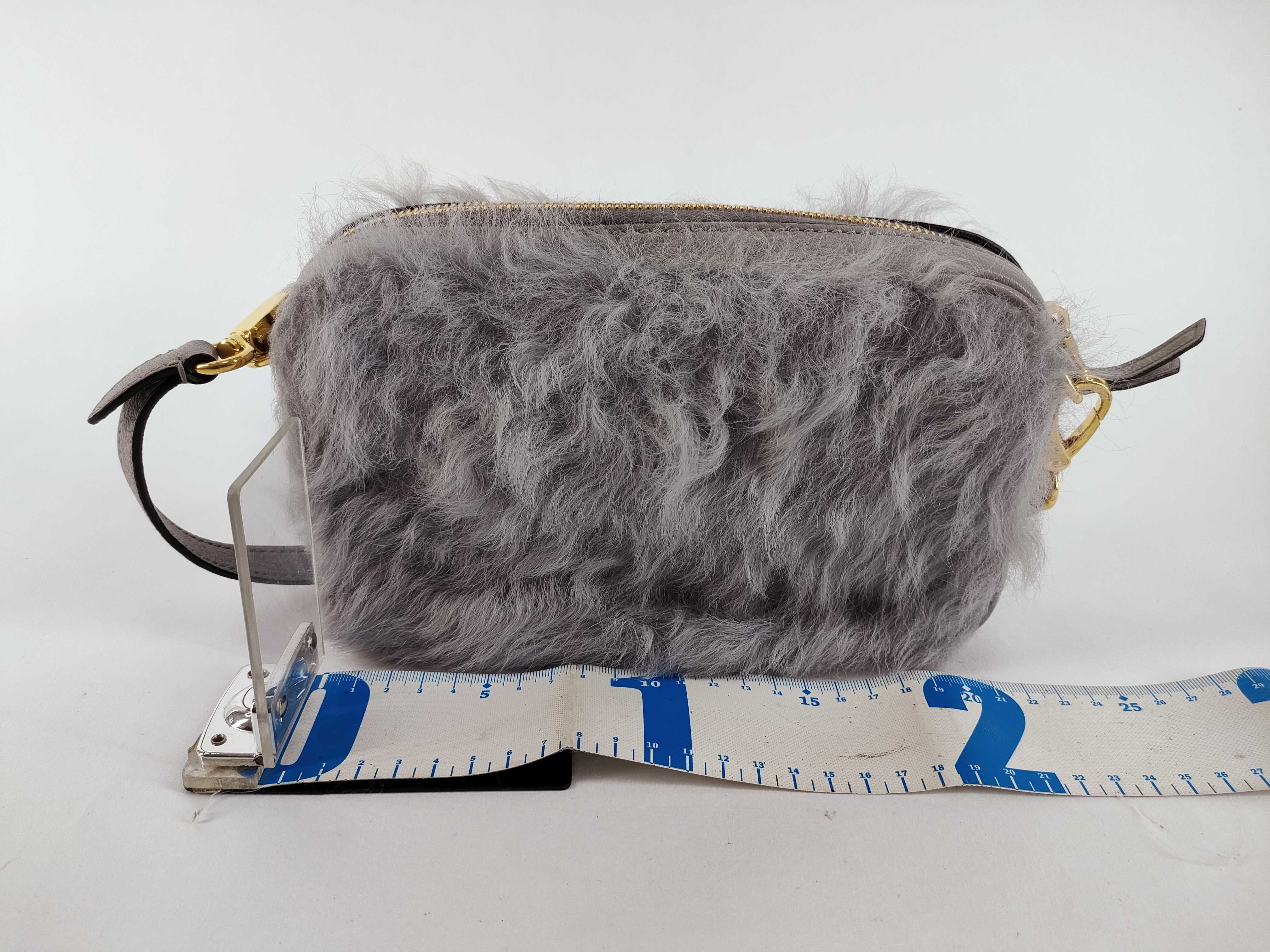 Fiocco Fur and Leather Shoulder Bag, Gray, 5BH082 (Shoulder Bag) — view 2