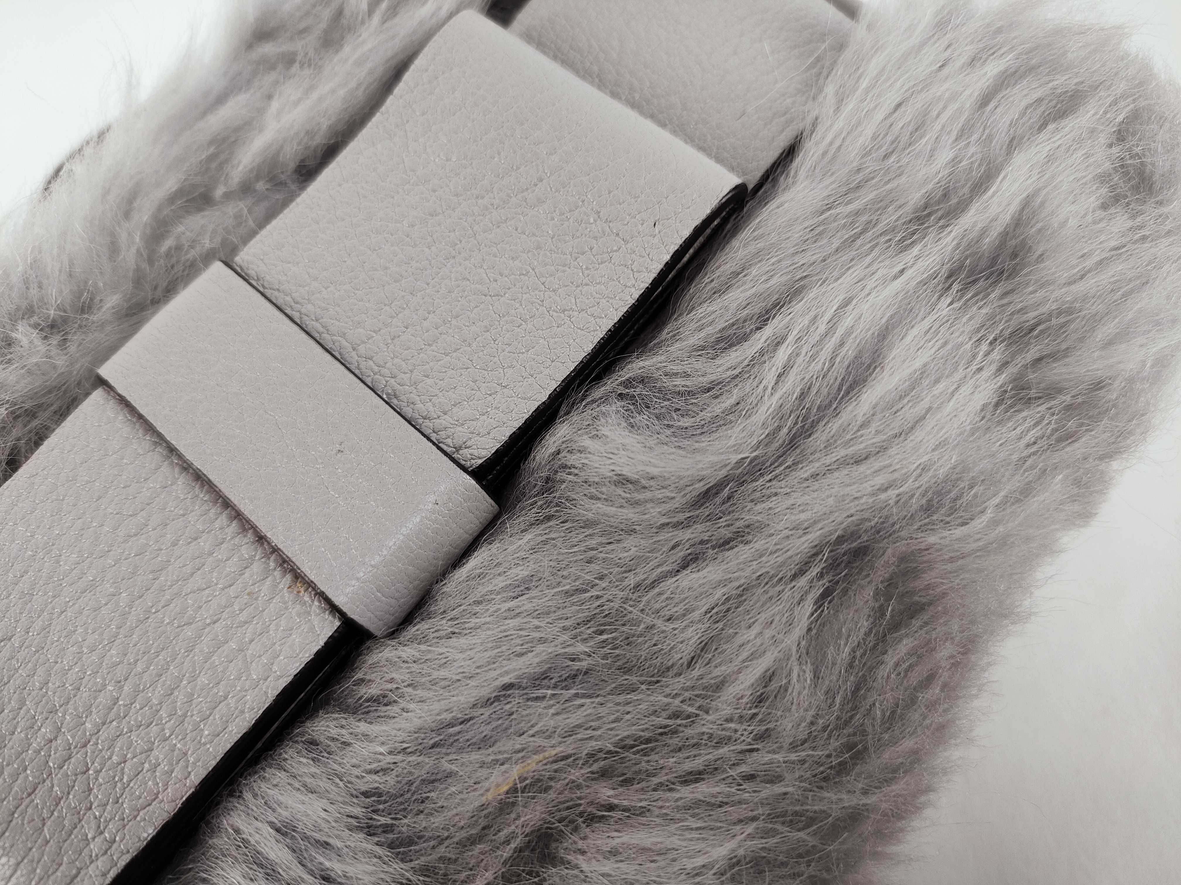 Fiocco Fur and Leather Shoulder Bag, Gray, 5BH082 (Shoulder Bag) — view 14