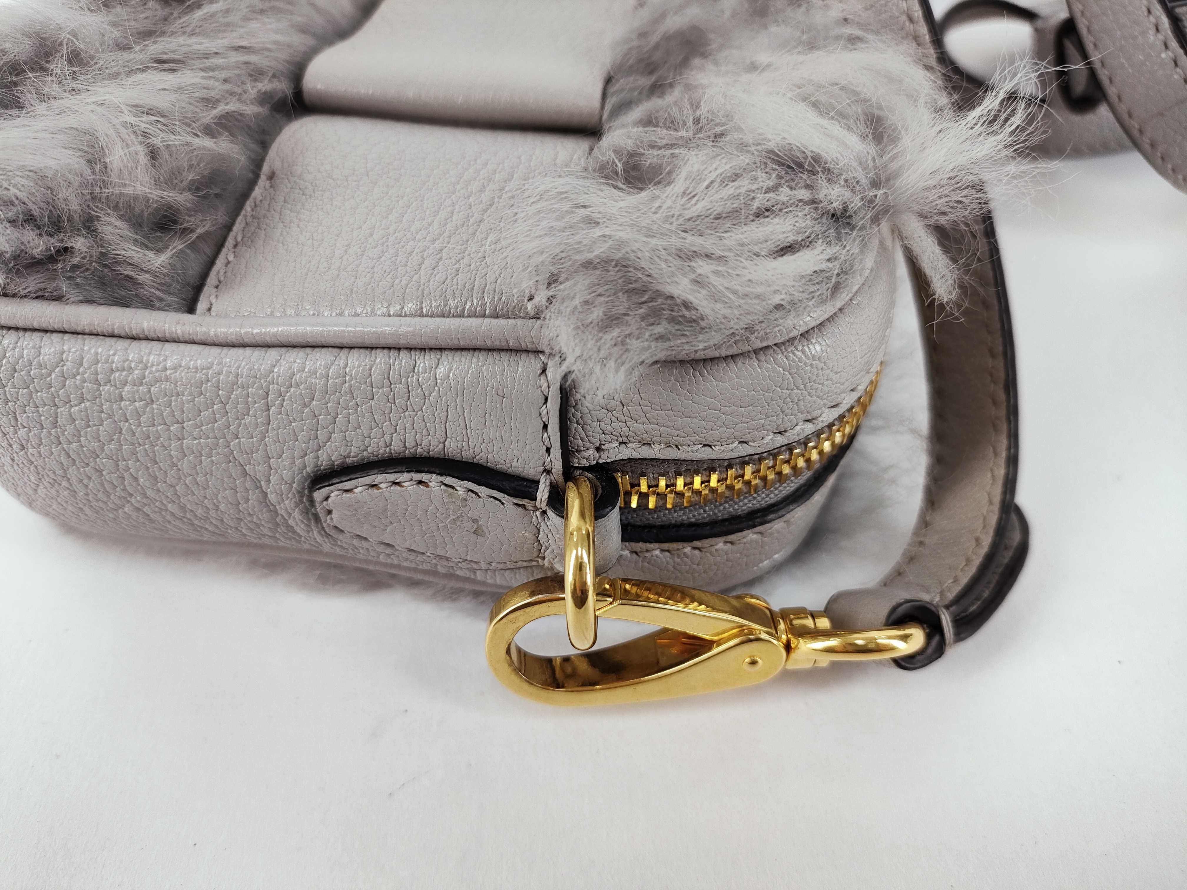 Fiocco Fur and Leather Shoulder Bag, Gray, 5BH082 (Shoulder Bag) — view 5