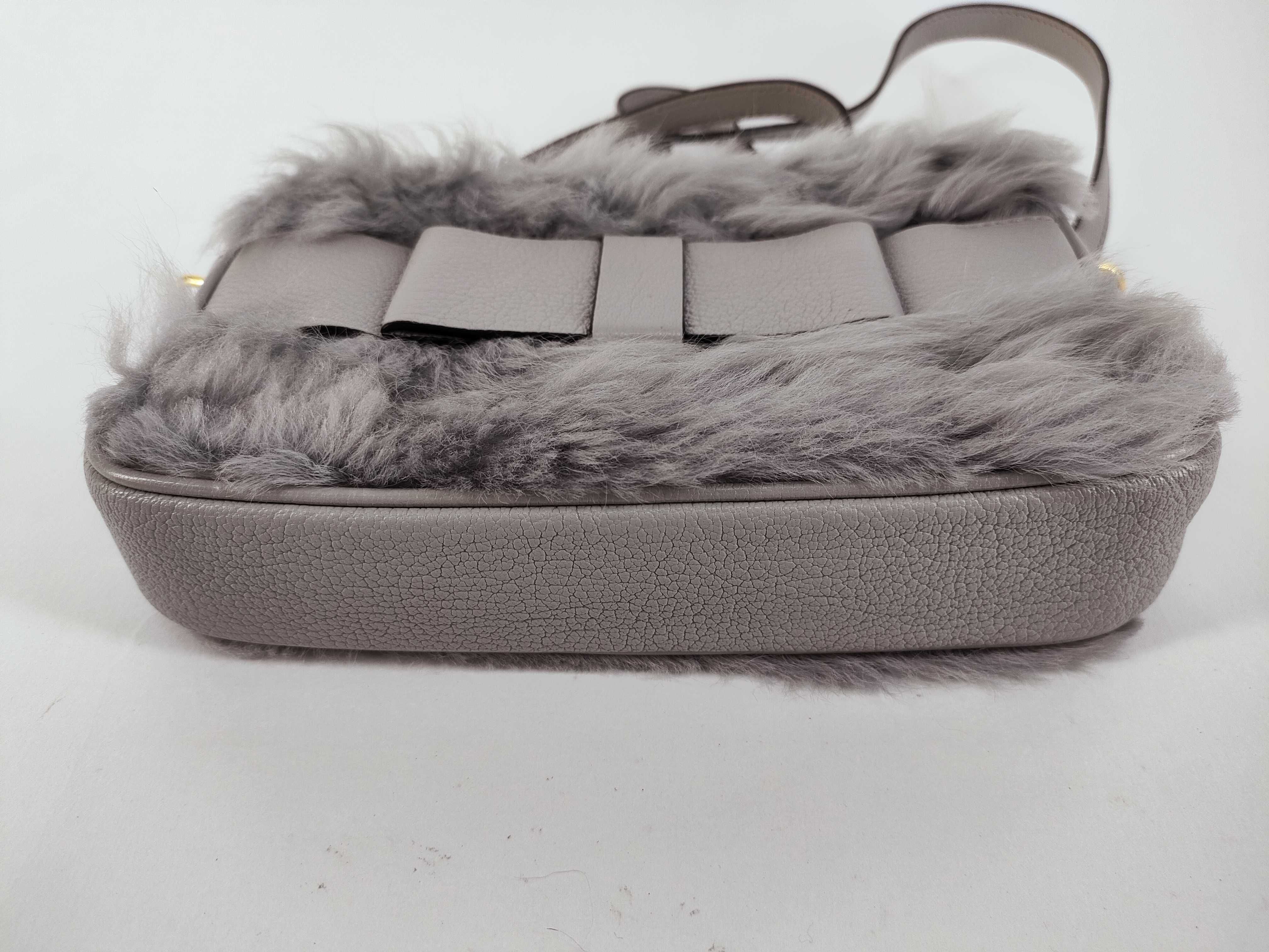 Fiocco Fur and Leather Shoulder Bag, Gray, 5BH082 (Shoulder Bag) — view 7