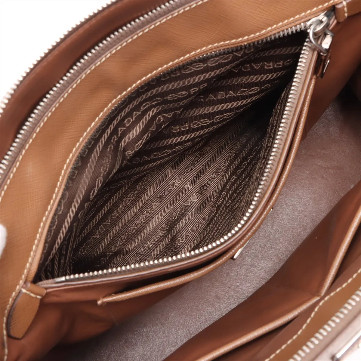 Saffiano Luxe Galleria Leather 2WAY Handbag Brown 1BA274 — view 11
