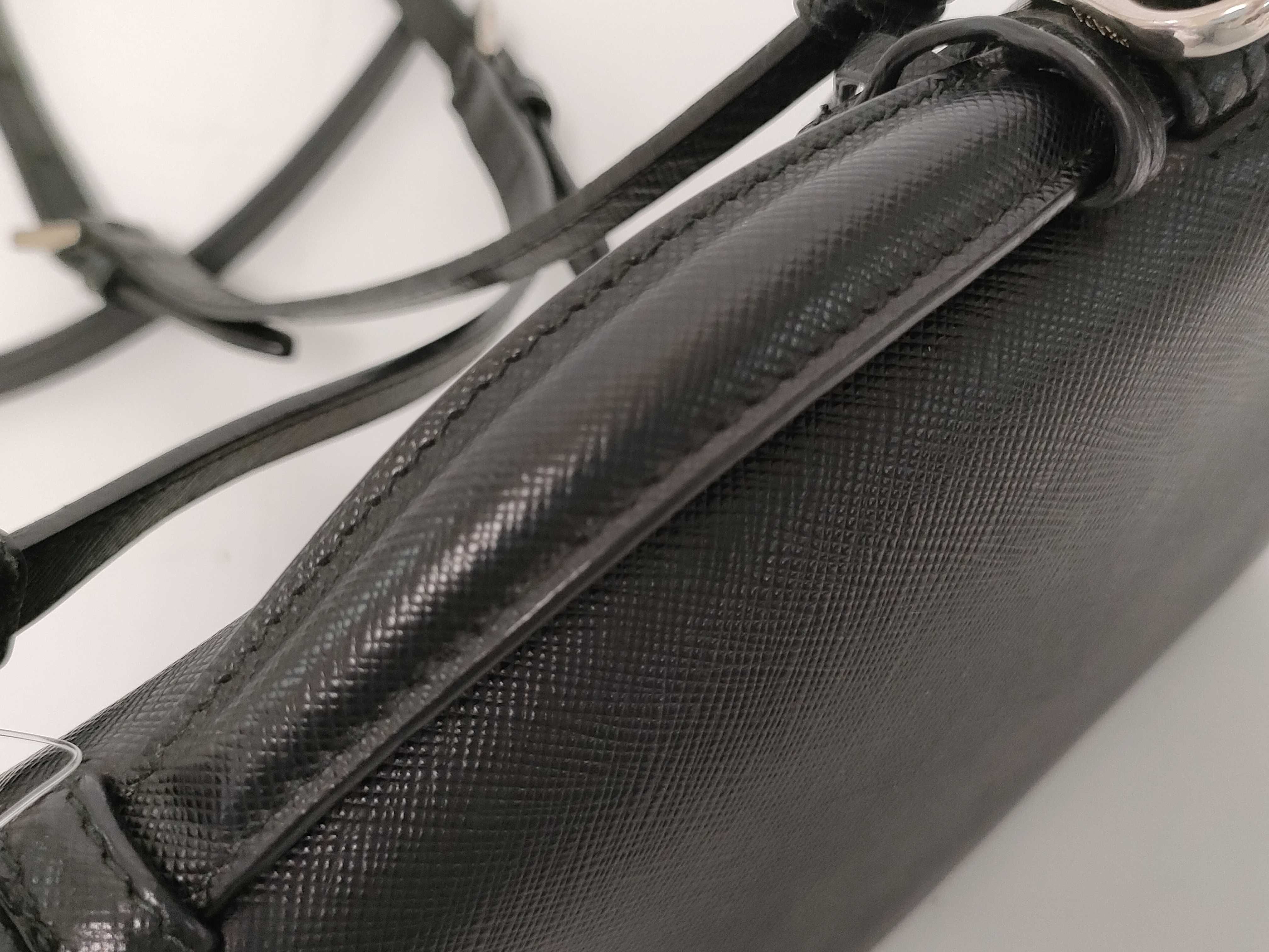 Shoulder Bag, Black and Silver, Saffiano Leather Shoulder Bag — view 3