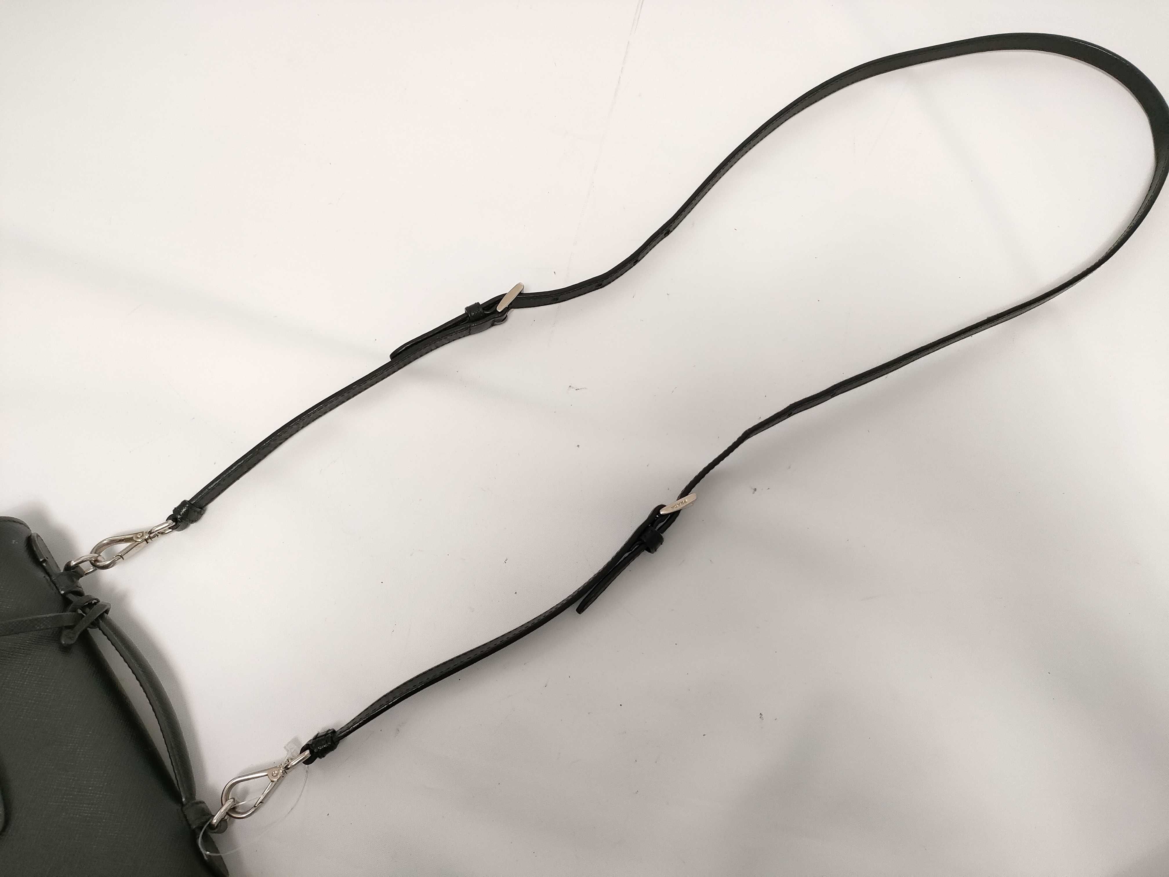 Shoulder Bag, Black and Silver, Saffiano Leather Shoulder Bag — view 4