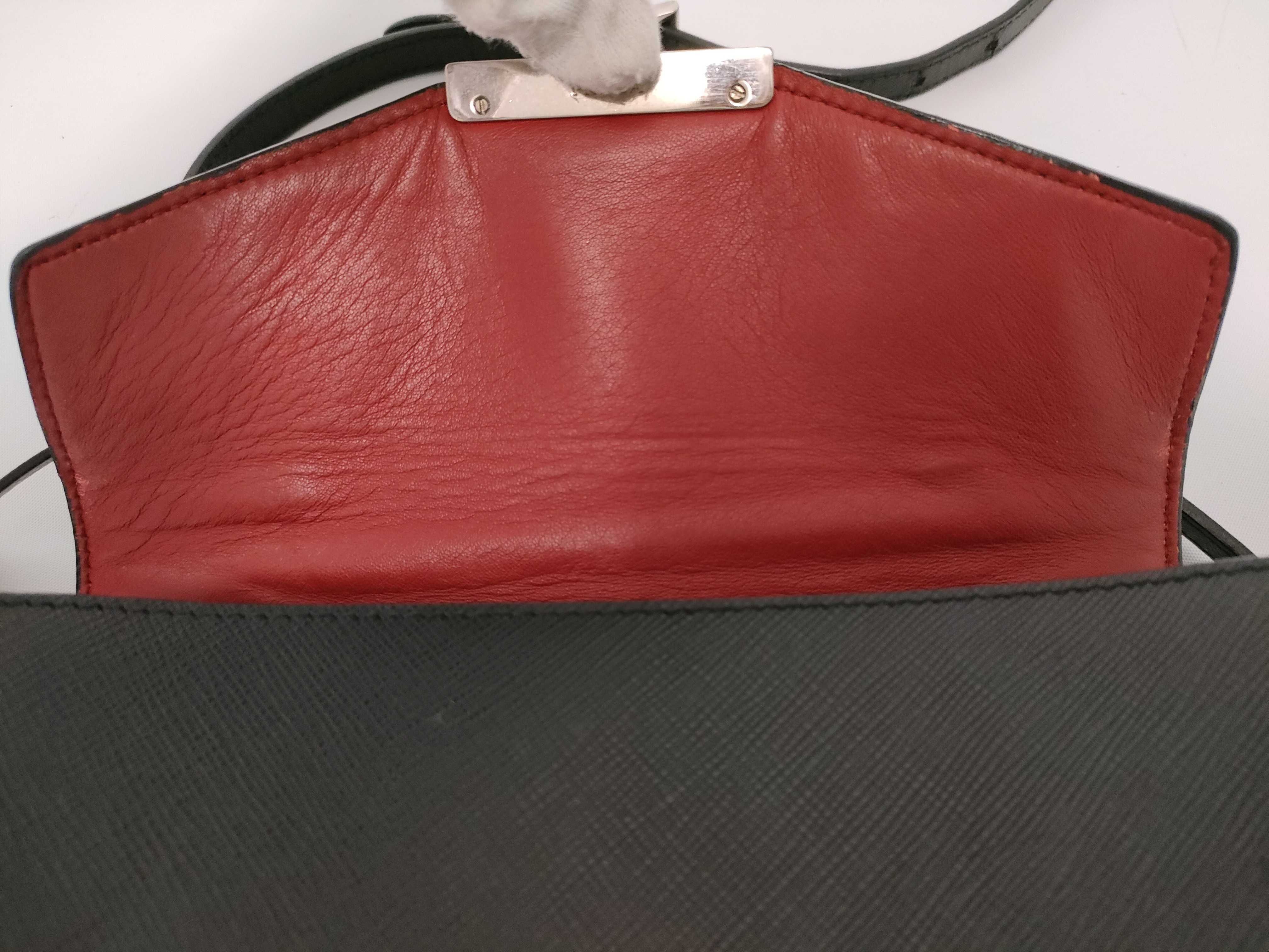 Shoulder Bag, Black and Silver, Saffiano Leather Shoulder Bag — view 6