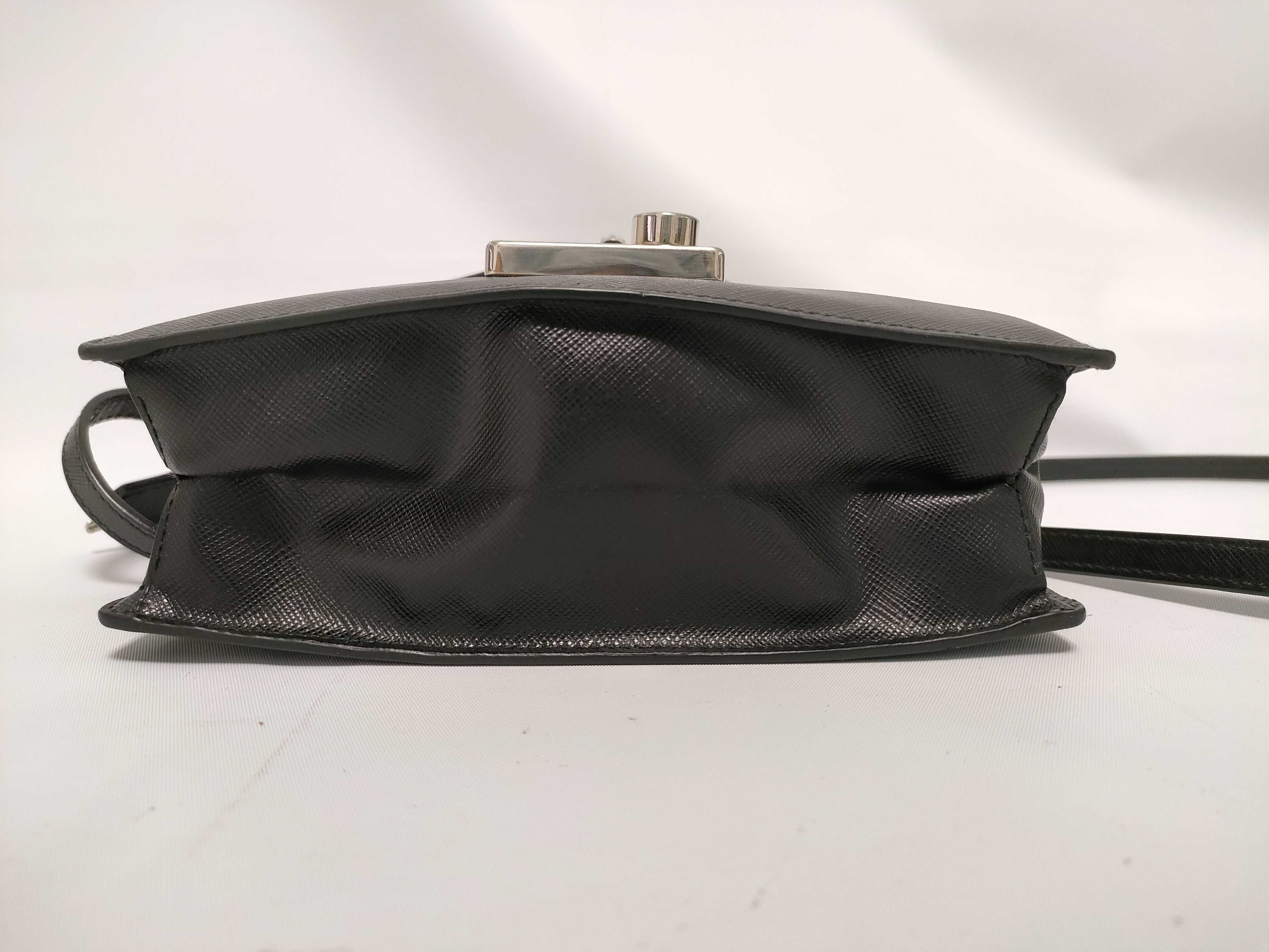 Shoulder Bag, Black and Silver, Saffiano Leather Shoulder Bag — view 8