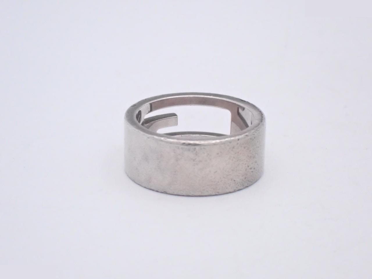 Square G Silver Ring, 925 Sterling Silver, 7.6g, Stamped #13, Actual Size #12 — view 2