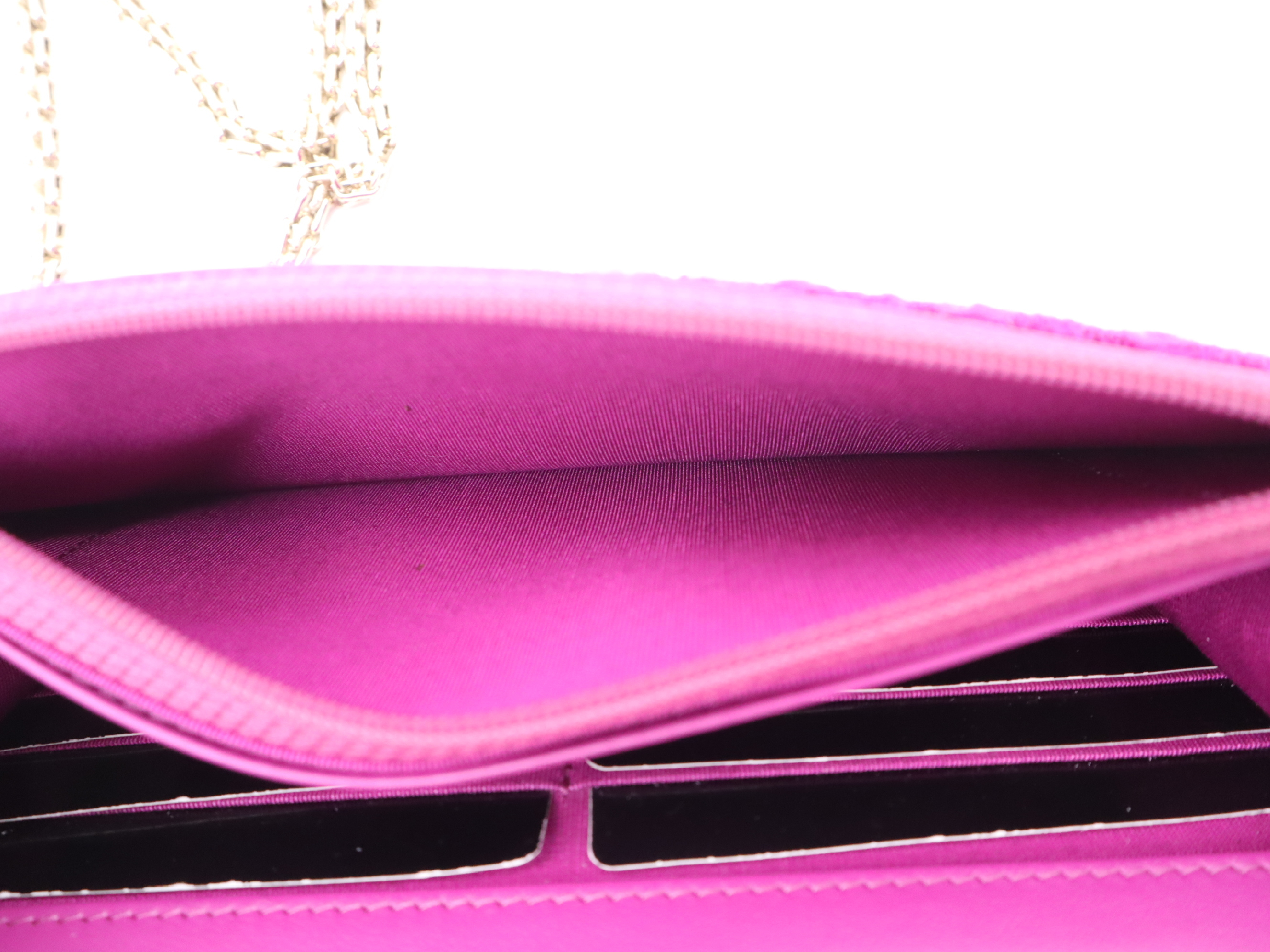 Tweed Chain Wallet, Small Flap, Small Chain, Gold Hardware, Purple, with Seal, 29080523, Shoulder Bag — view 11