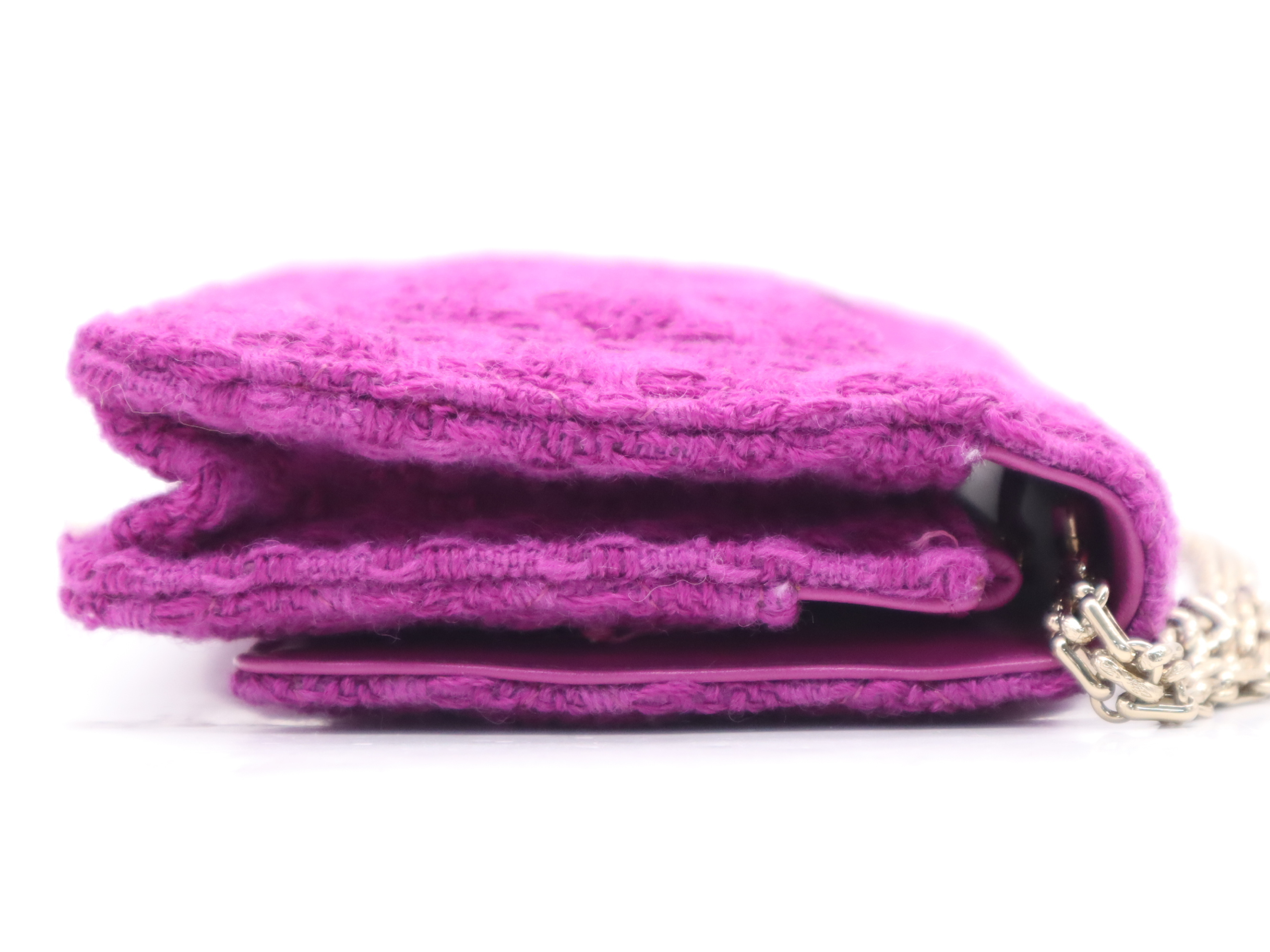 Tweed Chain Wallet, Small Flap, Small Chain, Gold Hardware, Purple, with Seal, 29080523, Shoulder Bag — view 5