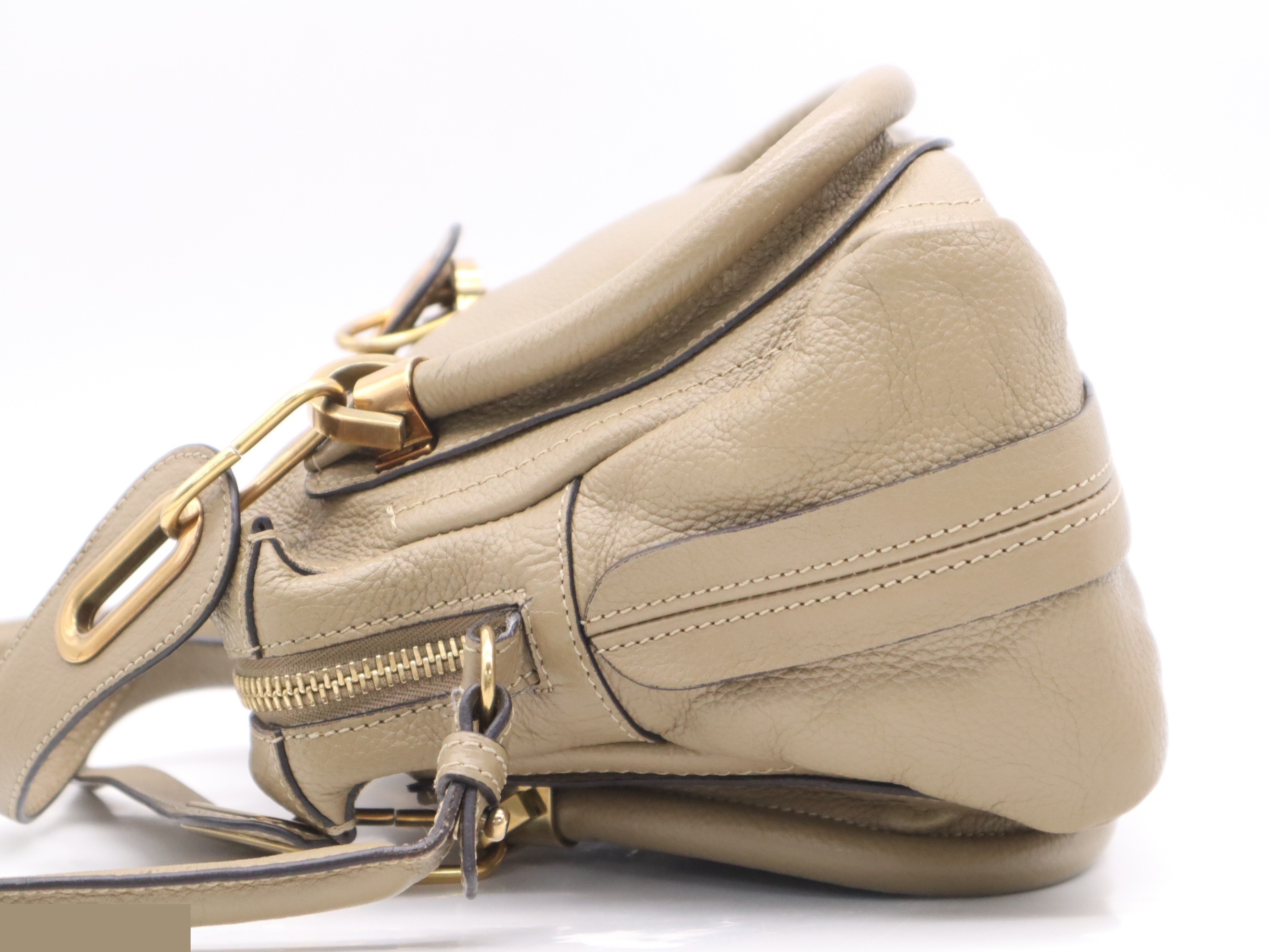 Leather Paraty handbag, beige, gold hardware. — view 3