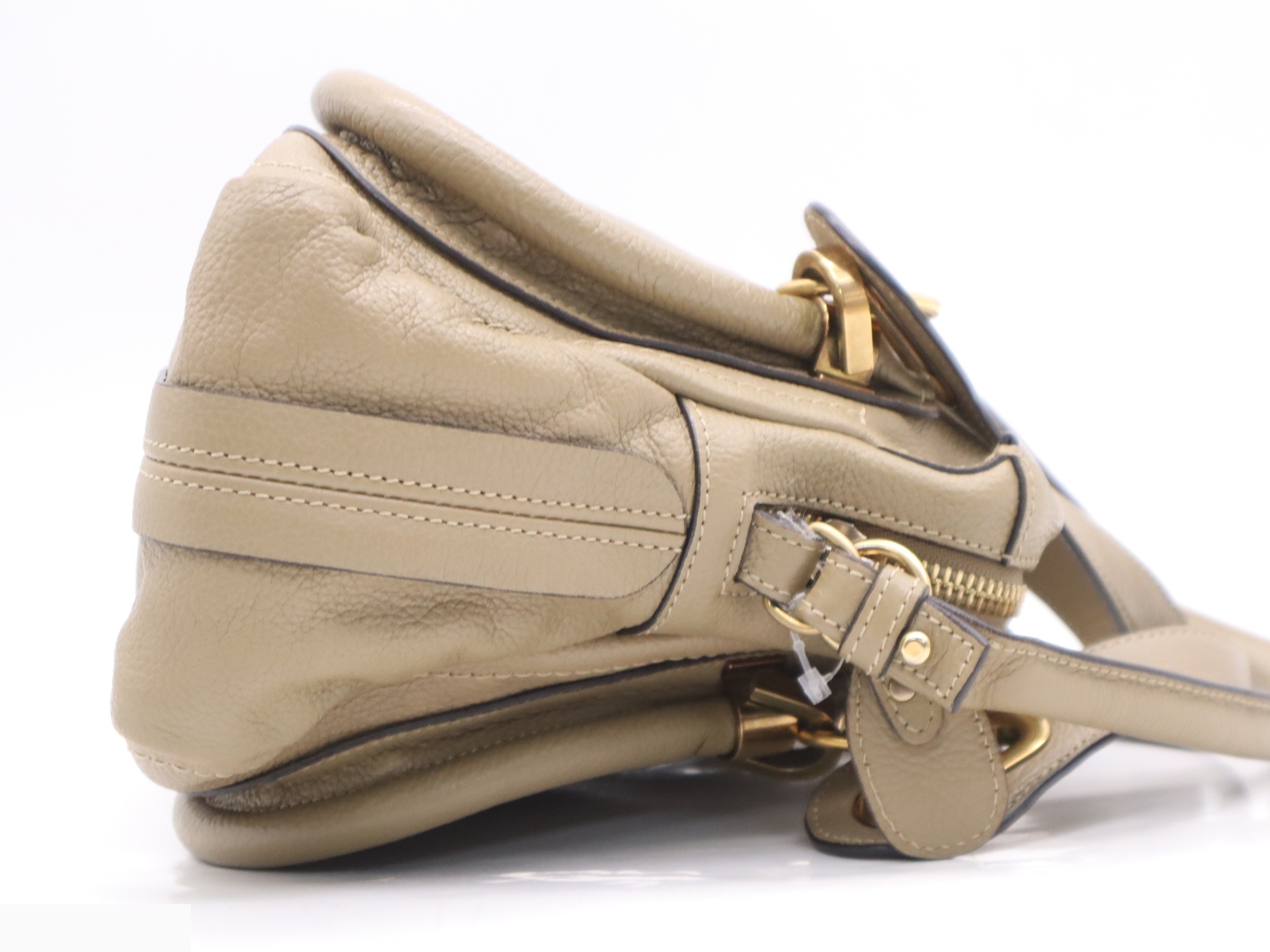 Leather Paraty handbag, beige, gold hardware. — view 5
