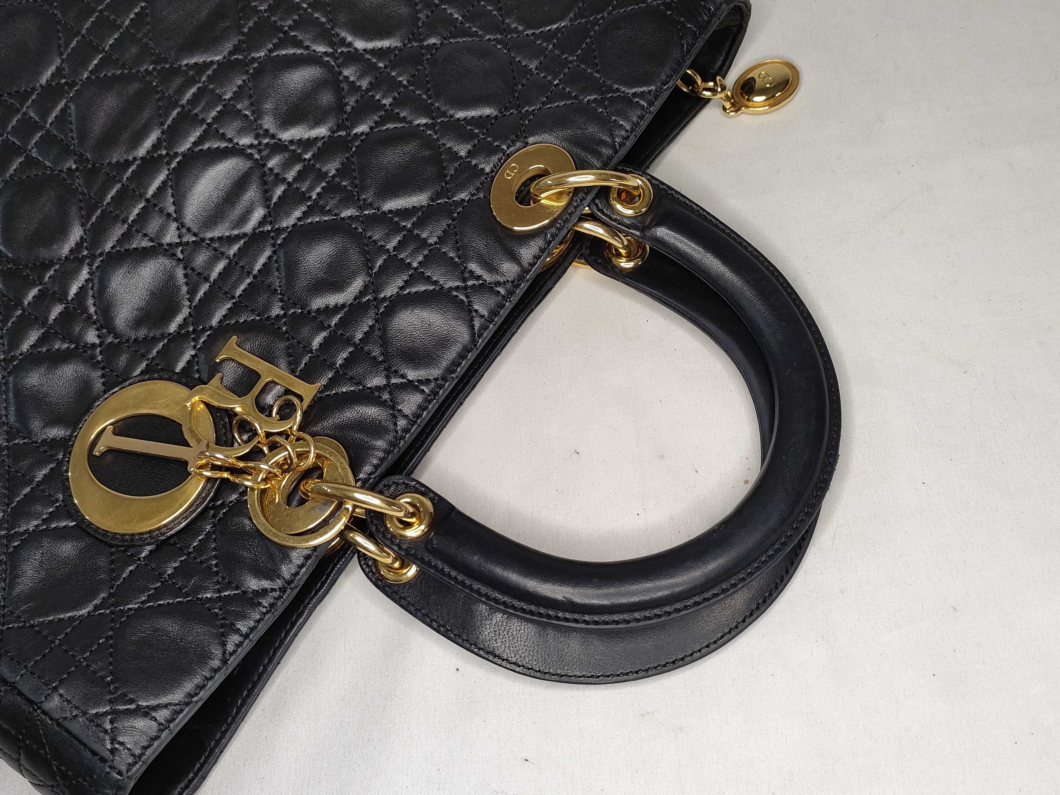 Lady Dior PH - Cow Skin Cannage Large Lady Shoulder Bag Leather Black Handbag — view 3