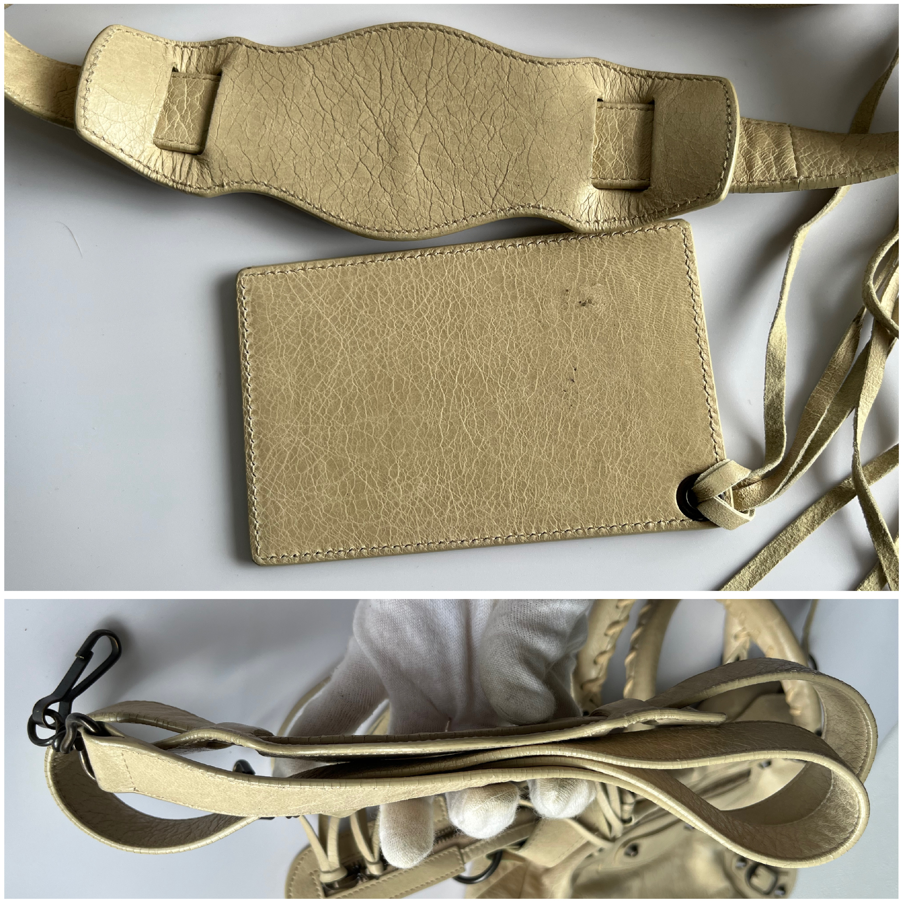 The City Beige Lambskin Leather Shoulder Bag with Mirror and Shoulder Strap — view 15