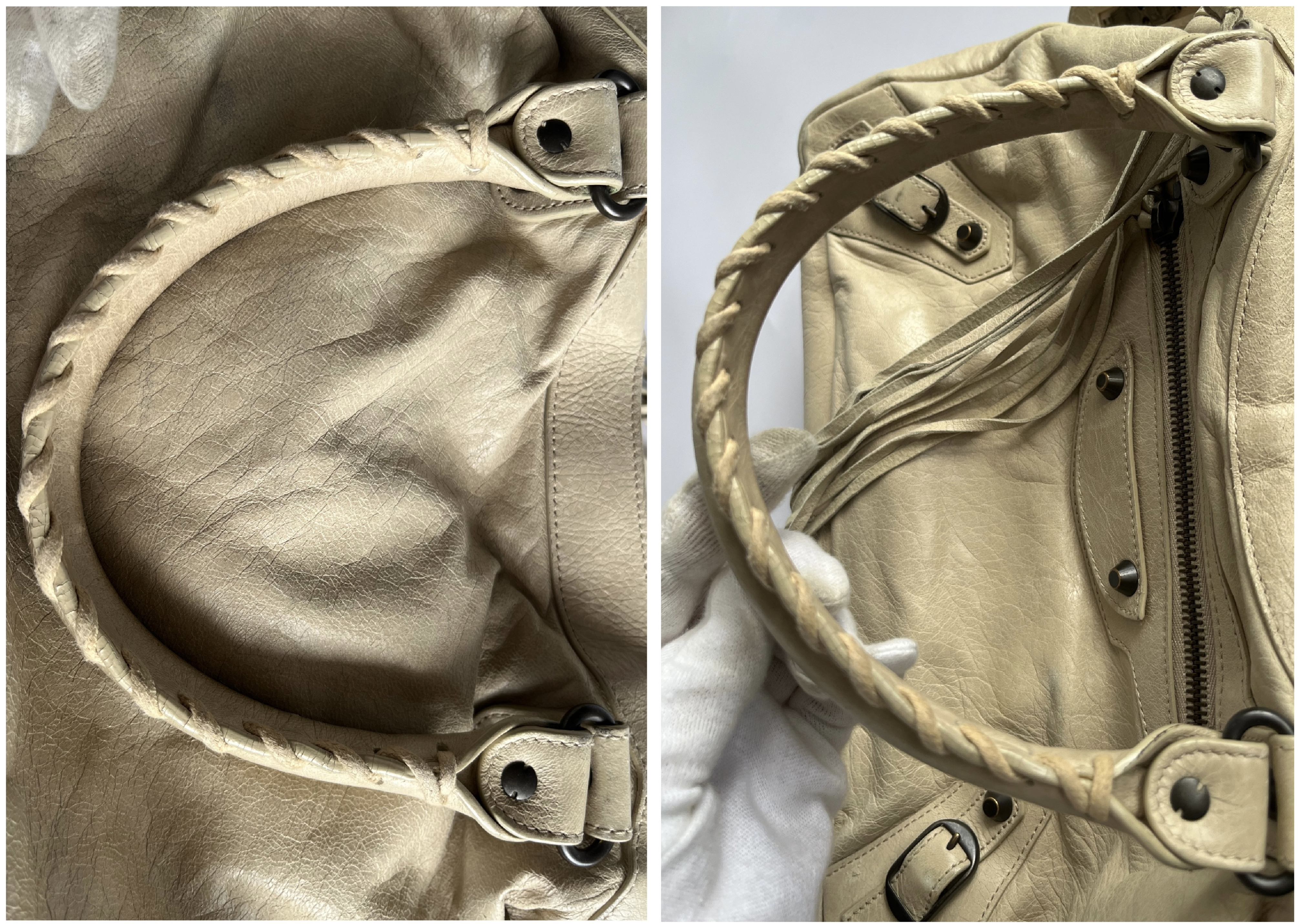 The City Beige Lambskin Leather Shoulder Bag with Mirror and Shoulder Strap — view 6