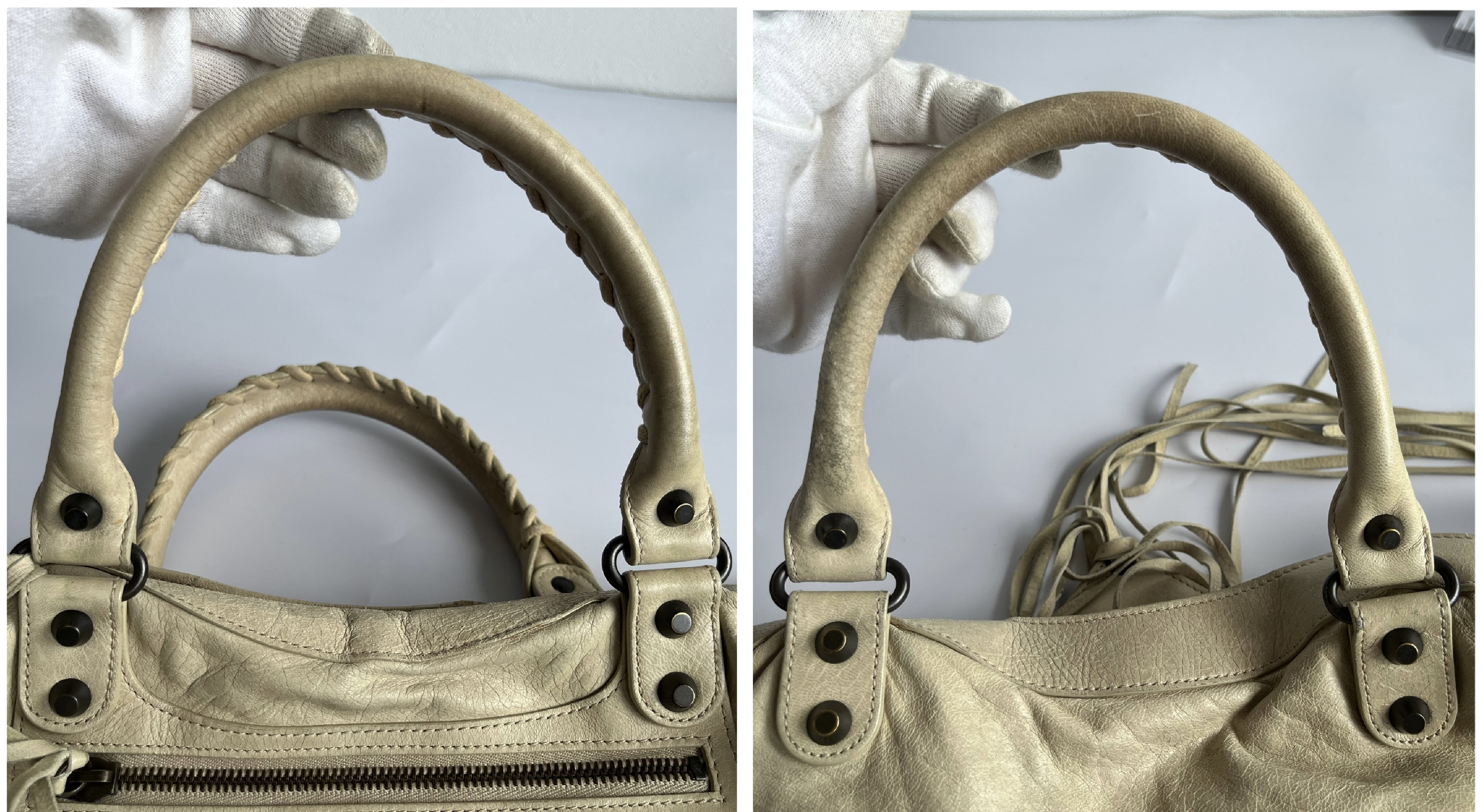 The City Beige Lambskin Leather Shoulder Bag with Mirror and Shoulder Strap — view 7
